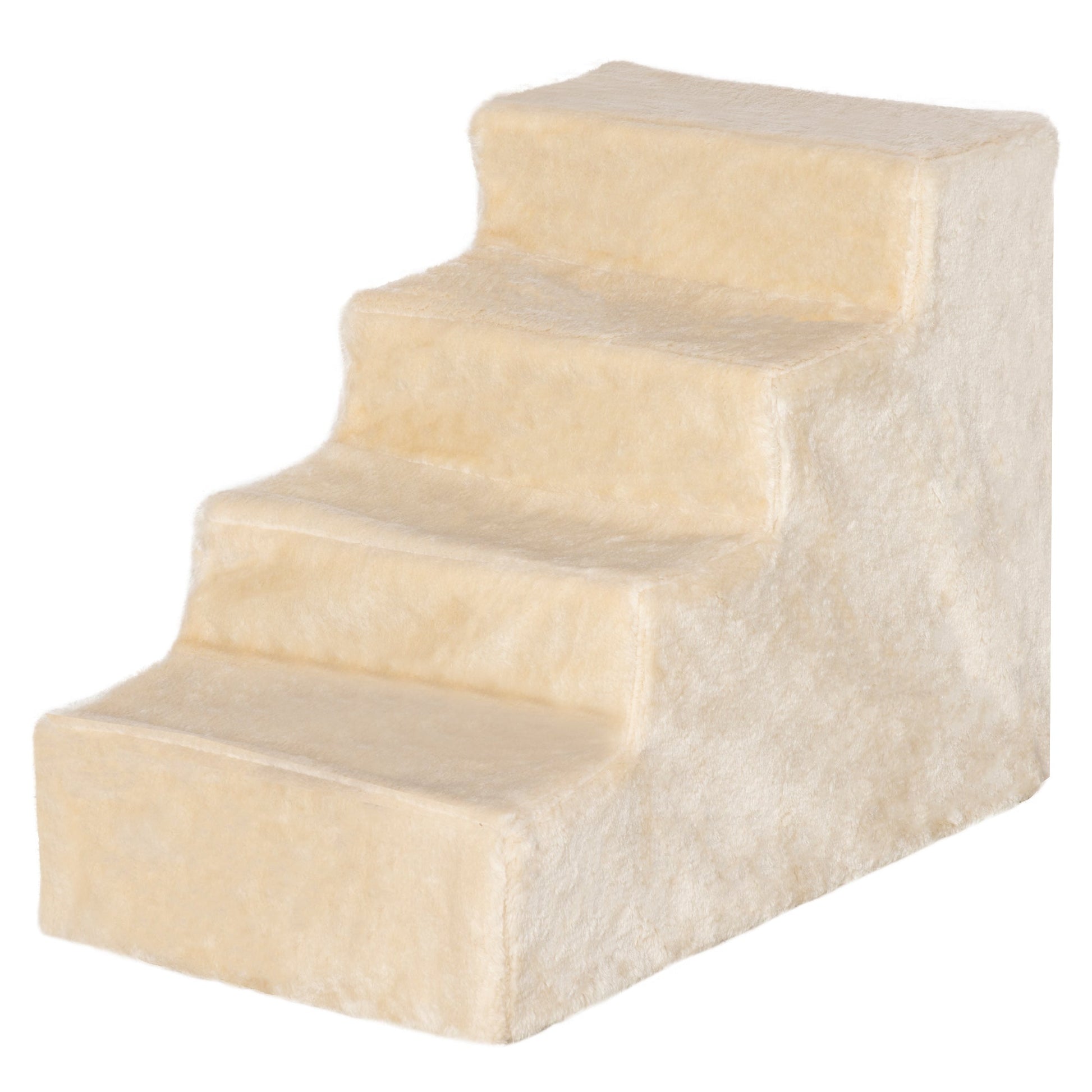 Dog Steps for Sofa, 4 Steps Dog Stairs, Pet Stairs, with Washable Plush Cover, for Small Breeds, Cats - Beige