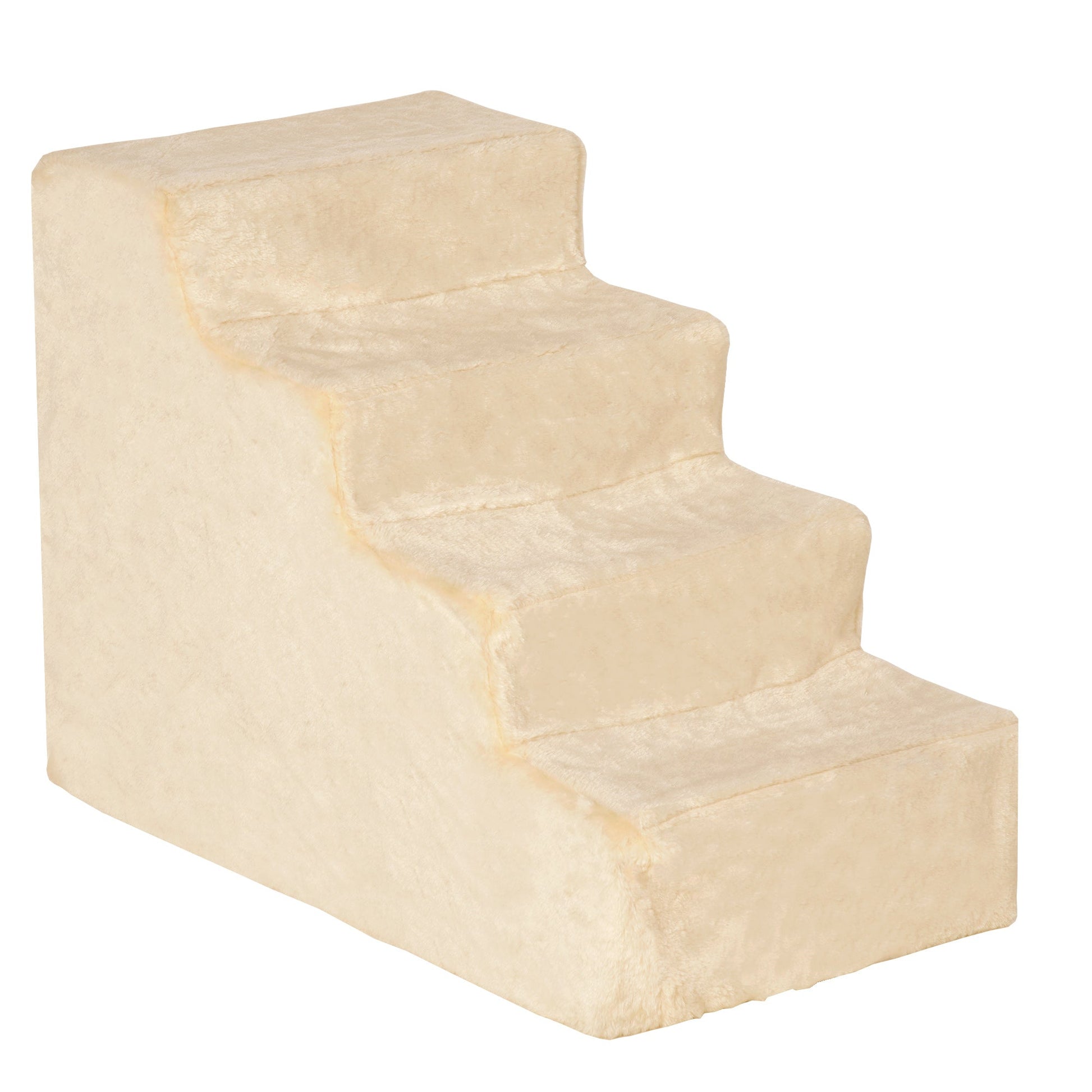 Dog Steps for Sofa, 4 Steps Dog Stairs, Pet Stairs, with Washable Plush Cover, for Small Breeds, Cats - Beige