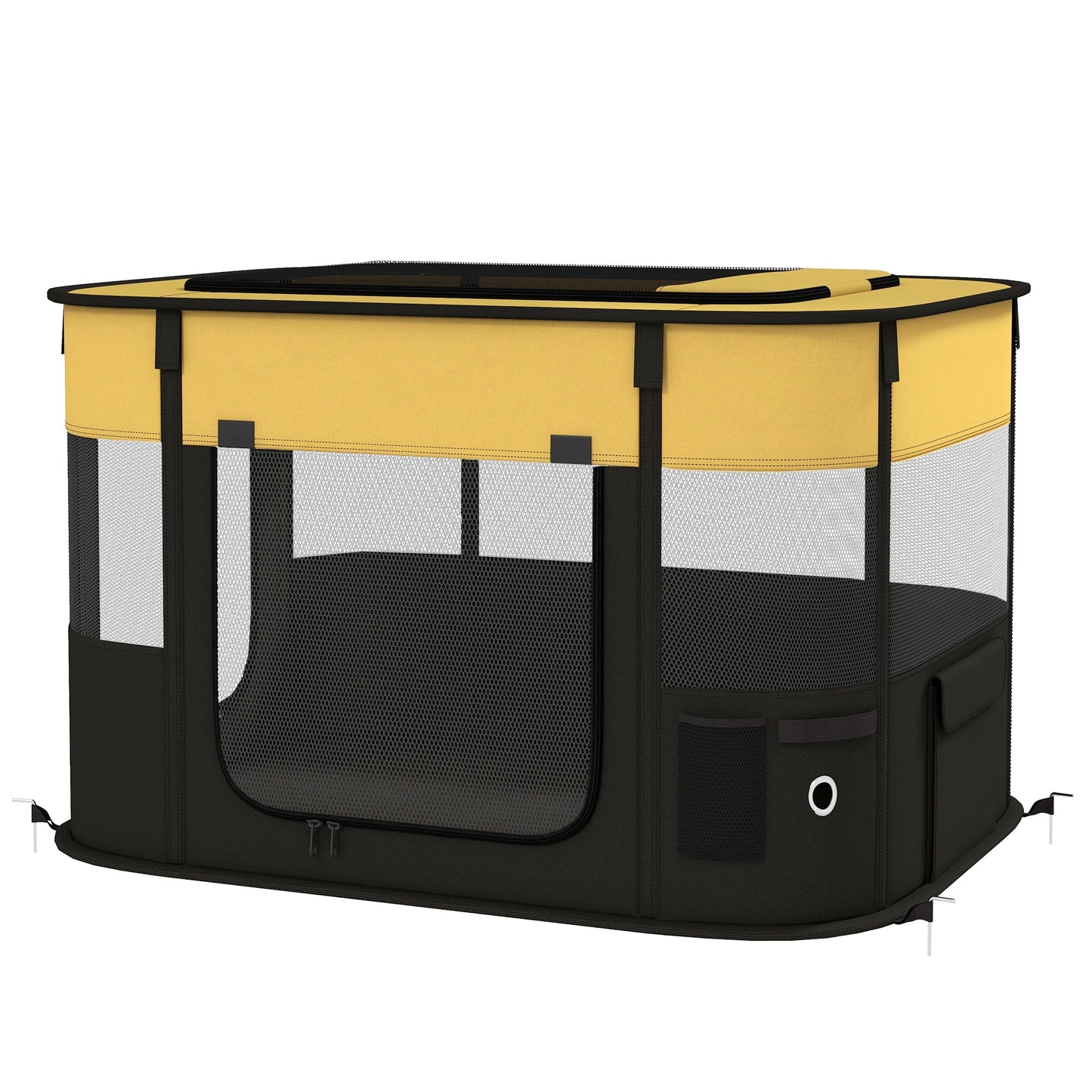 Dog Pen, Pet Playpen, Portable Foldable Dog Cat Playpen Soft Pet Cage with Storage Bag for Puppies, Rabbits, Kittens, Guinea Pigs, 84 x 64 x 53cm - Yellow