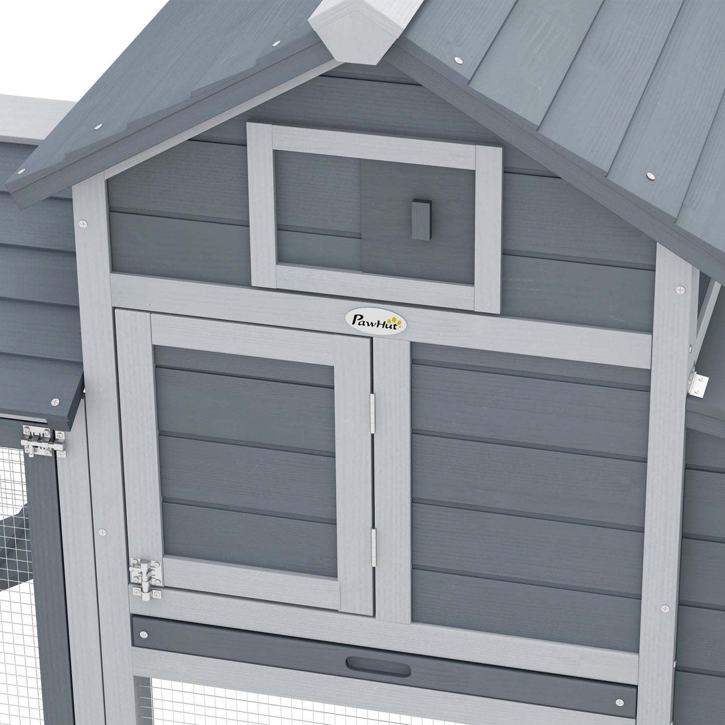 Small Chicken Coop with Run Hen House Poultry Coops Cages Nesting Box Grey 150.5 x 54 x 87cm