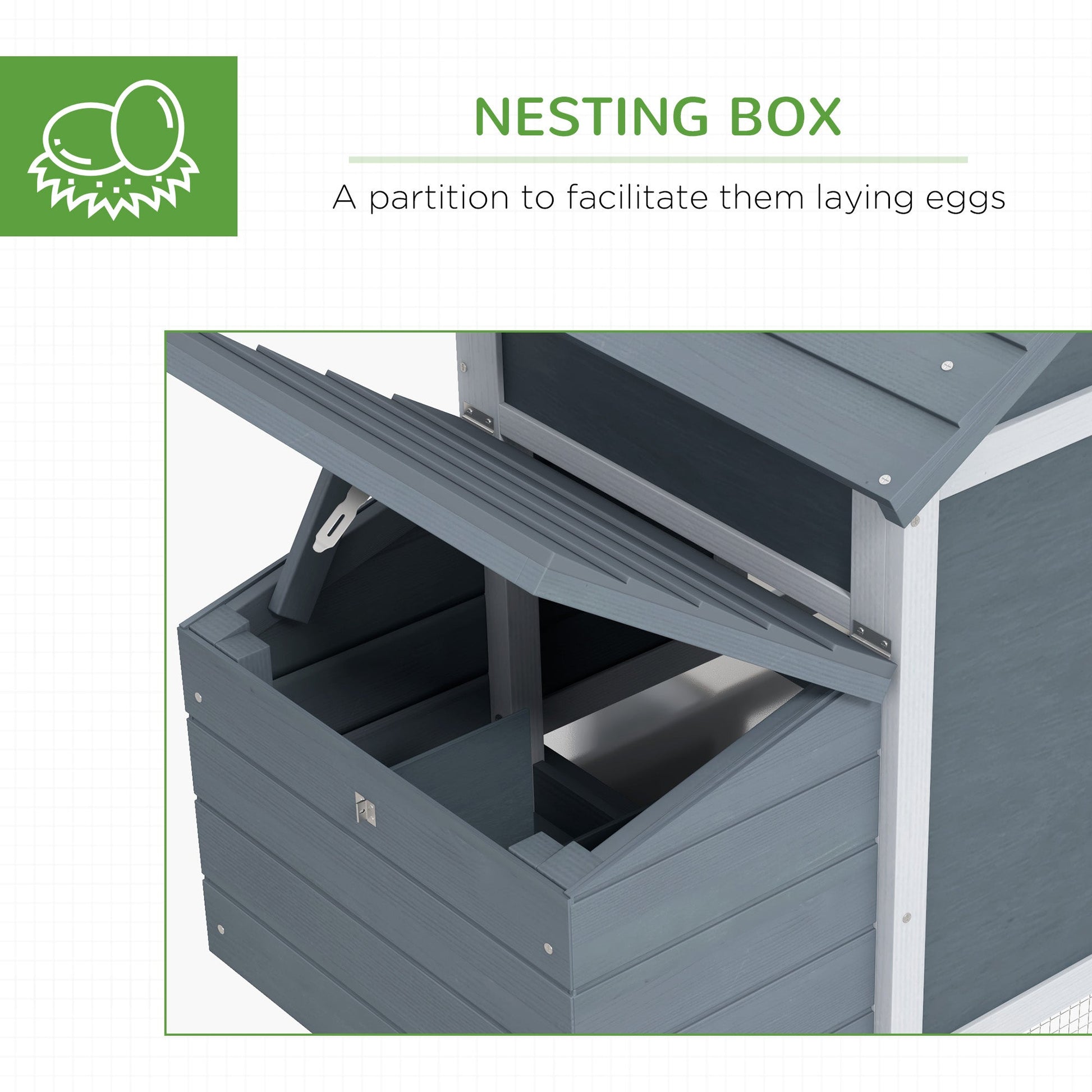 Small Chicken Coop with Run Hen House Poultry Coops Cages Nesting Box Grey 150.5 x 54 x 87cm
