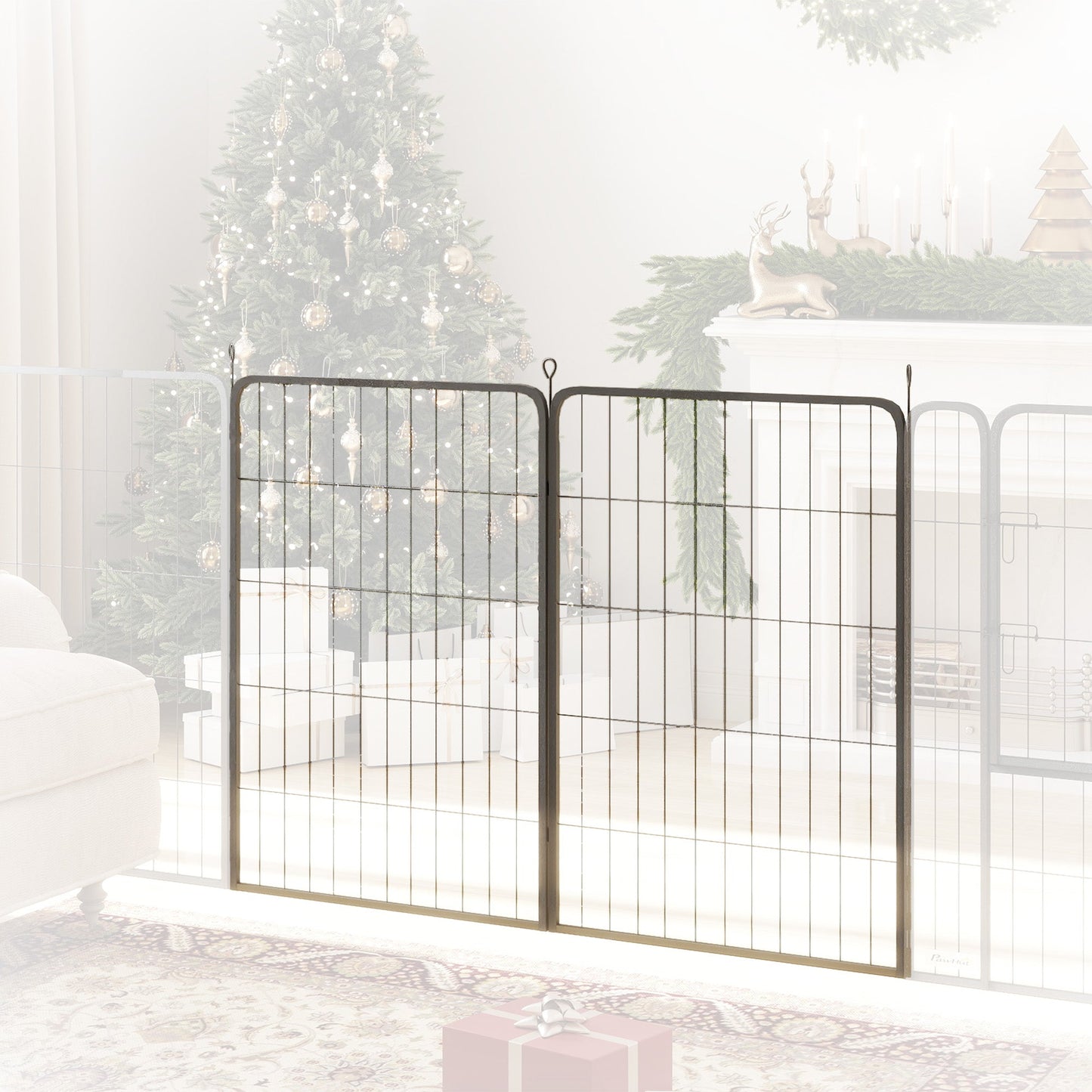 Dog Pen, 2 Panel Puppy Pen, Portable, Detachable, For Large Dogs, 100cm Tall, Black