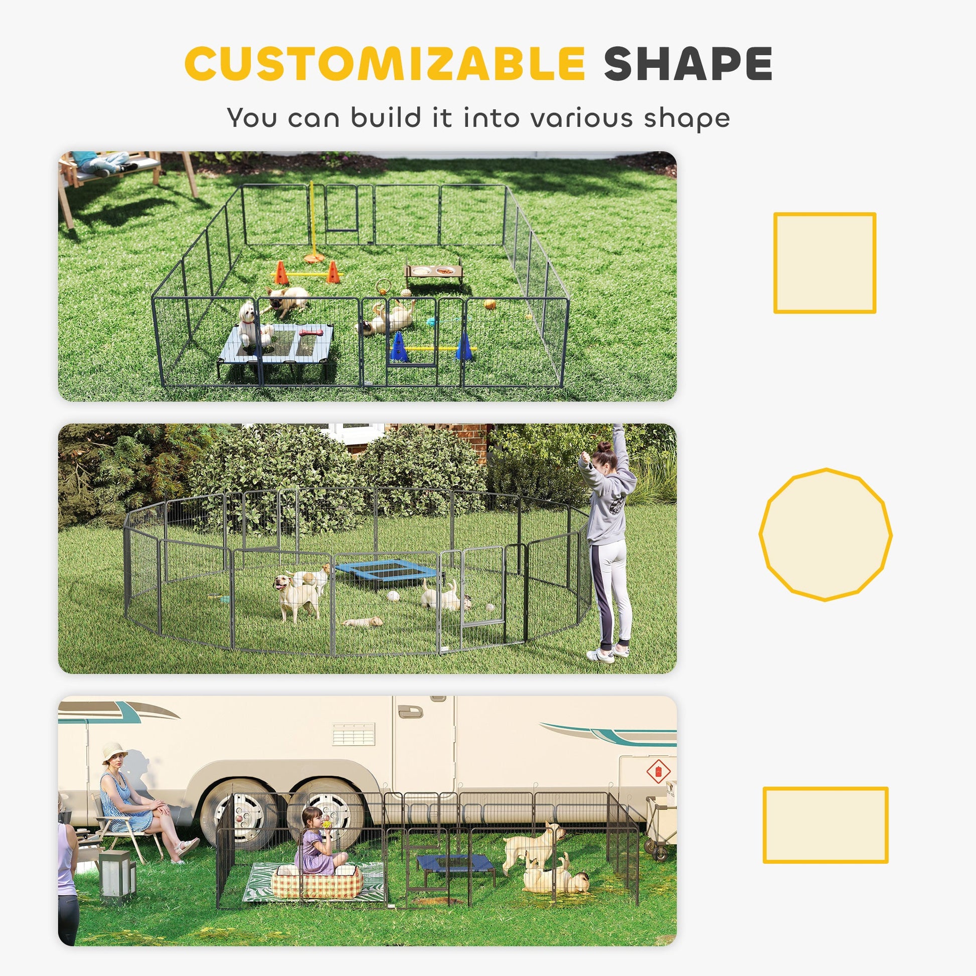 Dog Pen 16 Panels Puppy Pen Heavy Duty Pet Playpen for Indoor Outdoor for Dogs, Rabbits, Ducks 80cm High