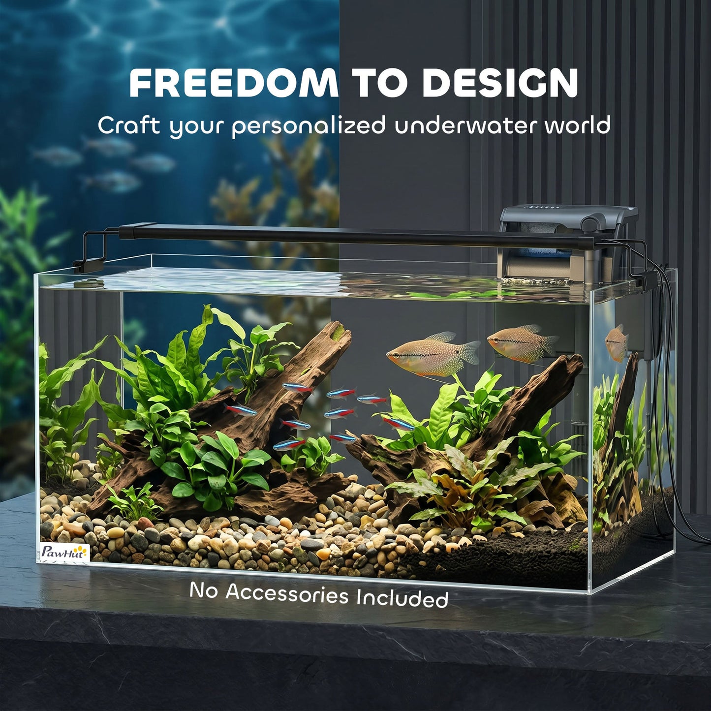 51L Fish Tank, Glass Aquarium, Small Fish Tank with Protective Base Mat, for Shrimps, Turtles, Transparent, 60 x 30 x 30 cm