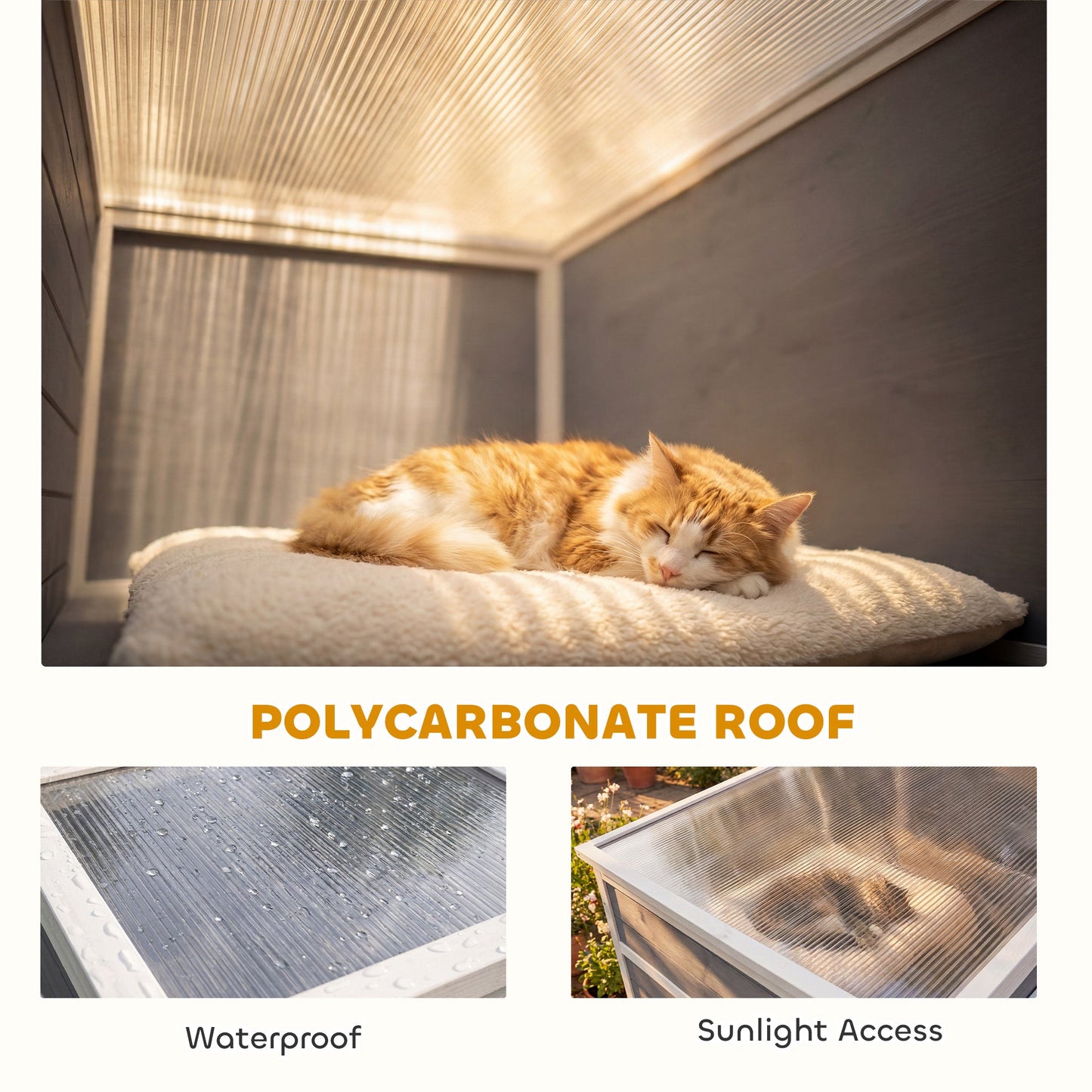 Wooden Catio, 4-Tier Catio Cat Outdoor Enclosure with All-Weather Sun Roof, Spacious Resting Rooms, 3 Platforms, Window for Multiple Cats Outdoor Indoor, Grey