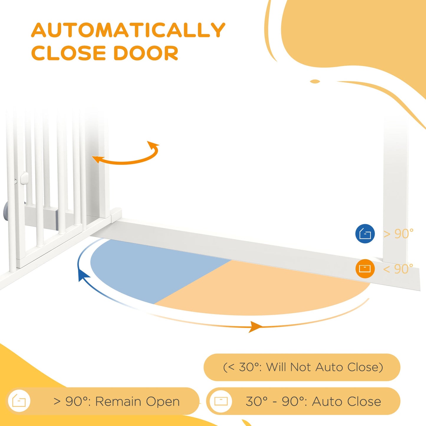 Dog Stair Gate Pet Barrier with Small Cat Door, Pressure Fit Safety Gate  with Auto Closing System, Double Locking, for Hallways, 74-100 cm Openings - White