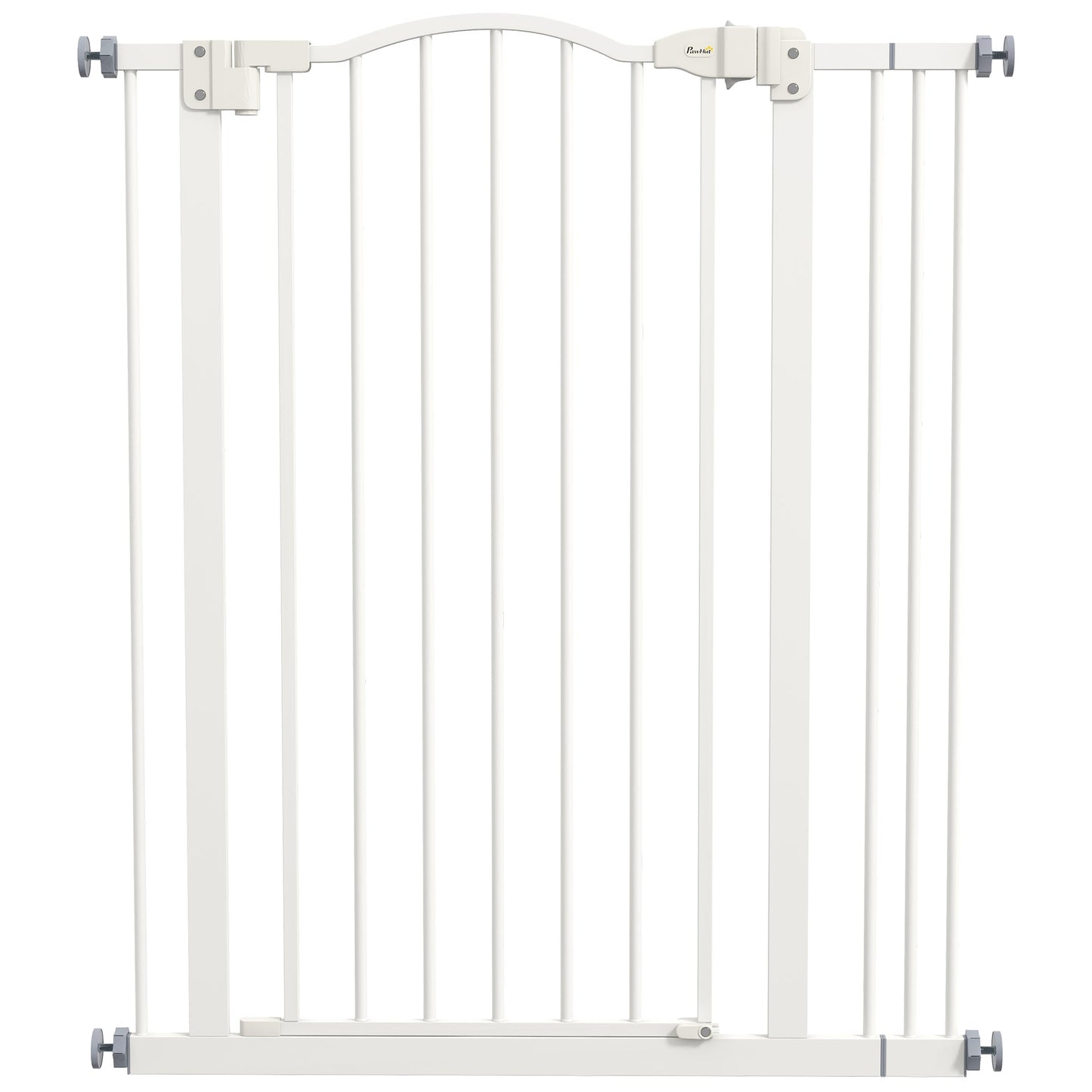 Pressure Fit Dog Stair Gate No Drilling Safety Gate Auto Close for Doorways, Hallways, 74-87cm Adjustable, 94cm Tall, White