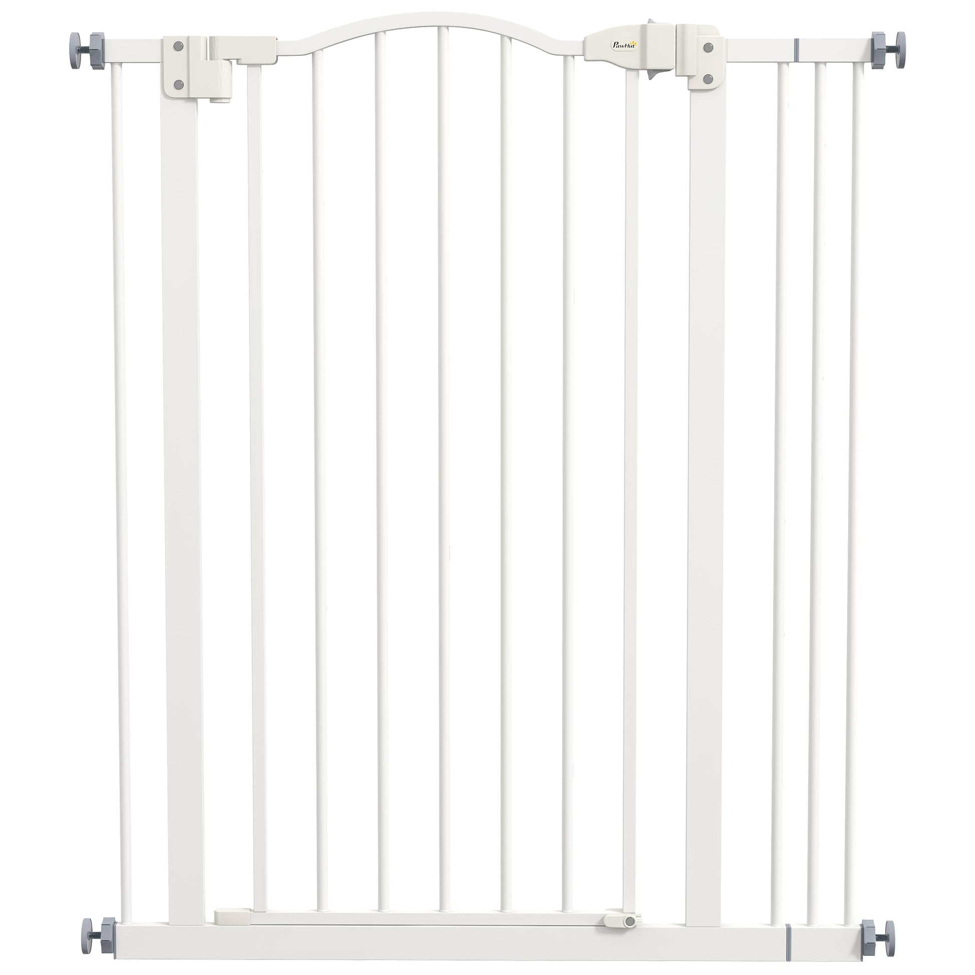 Pressure Fit Dog Stair Gate No Drilling Safety Gate Auto Close for Doorways, Hallways, 74-87cm Adjustable, 94cm Tall, White