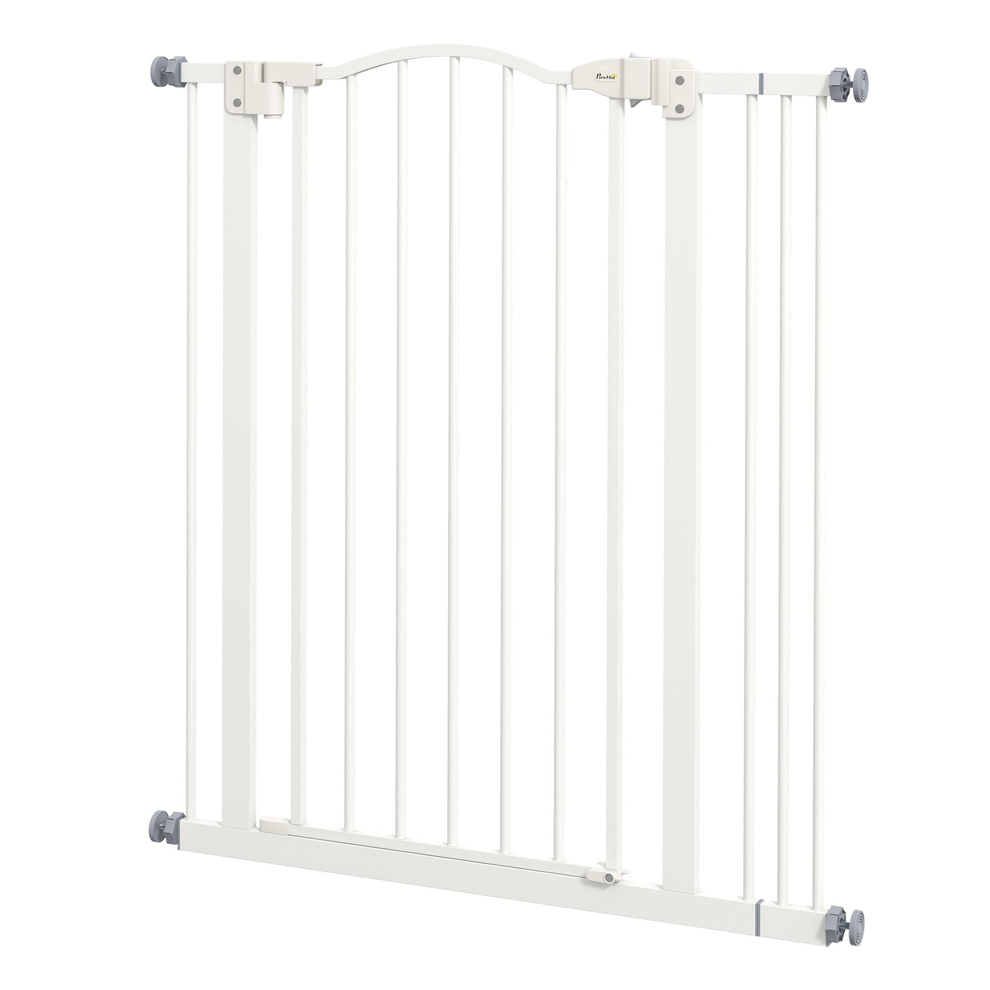Pressure Fit Dog Stair Gate No Drilling Safety Gate Auto Close for Doorways, Hallways, 74-87cm Adjustable, 94cm Tall, White