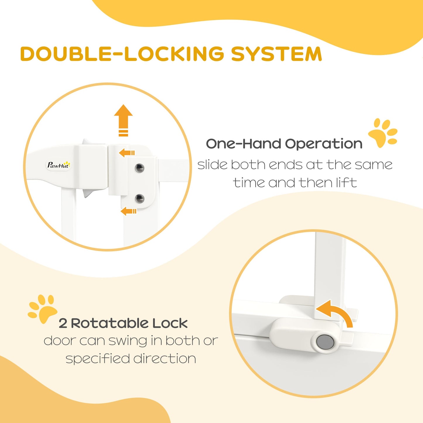 Pressure Fit Dog Stair Gate No Drilling Safety Gate Auto Close for Doorways, Hallways, 74-87cm Adjustable, 94cm Tall, White