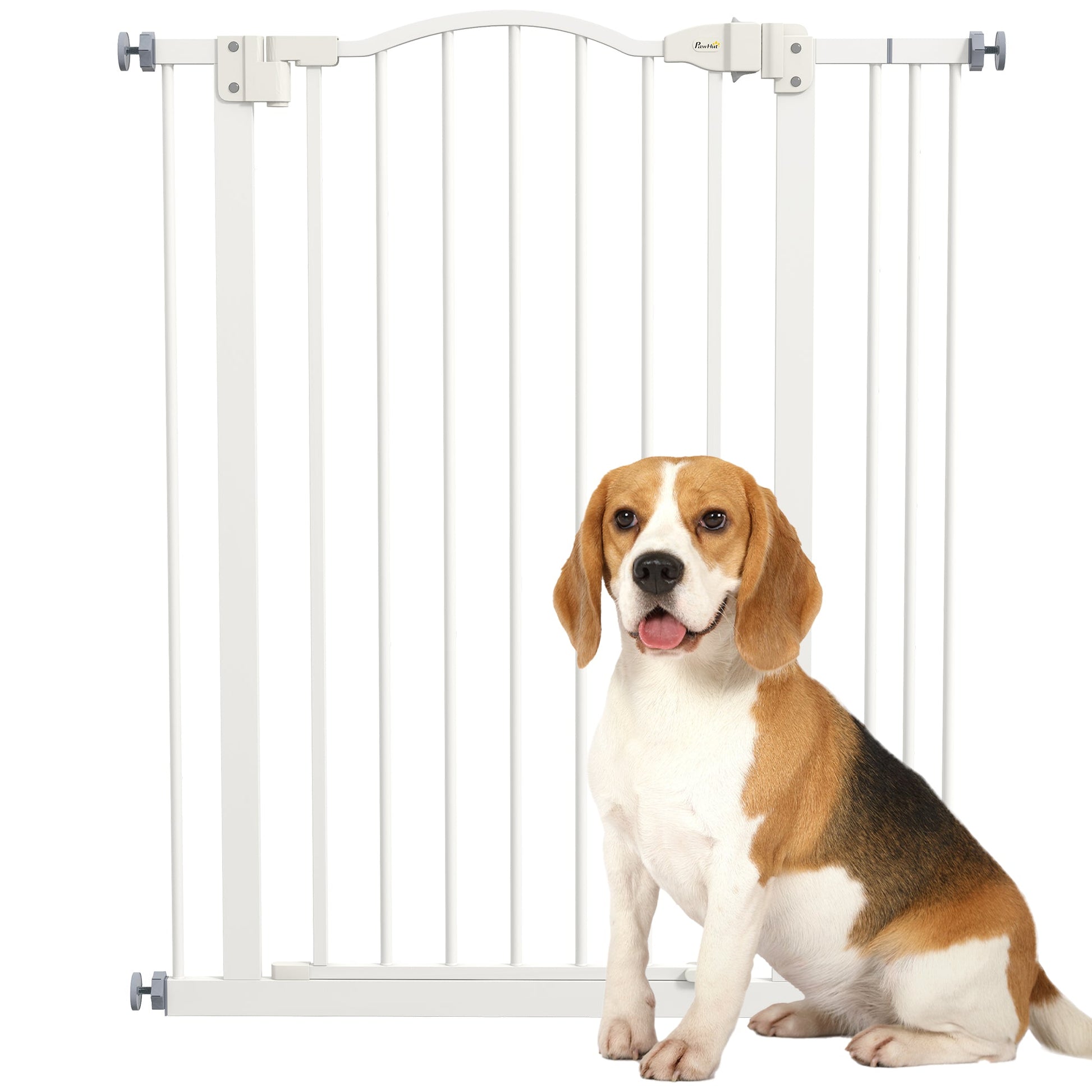 Pressure Fit Dog Stair Gate No Drilling Safety Gate Auto Close for Doorways, Hallways, 74-87cm Adjustable, 94cm Tall, White