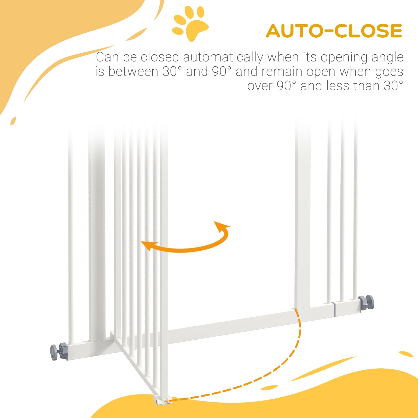 Pressure Fit Dog Stair Gate No Drilling Safety Gate Auto Close for Doorways, Hallways, 74-87cm Adjustable, 94cm Tall, White