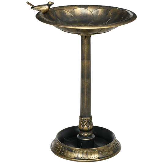 72cm Tall Antique Bird Bath for Garden, Vintage Style Birdbath with Bird Decoration and Flower Planter Base, Bird Bath Bowl for Outdoor, Bronze Tone