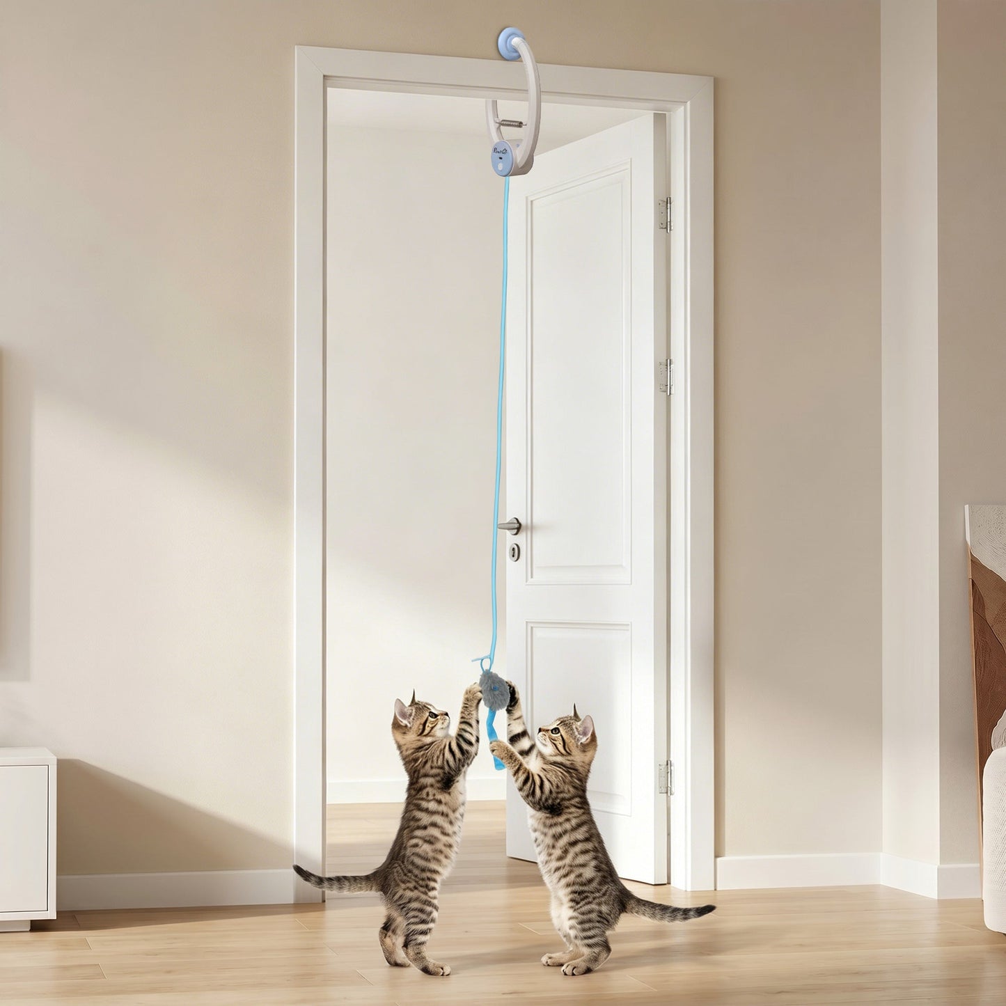 Interactive Cat Toys for Indoor Kittens & Adult, Smart Touch Automatic Cat Toy, USB Rechargeable Door Hanging Bouncing Mouse Teaser for Kitten Exercise and Enrichment