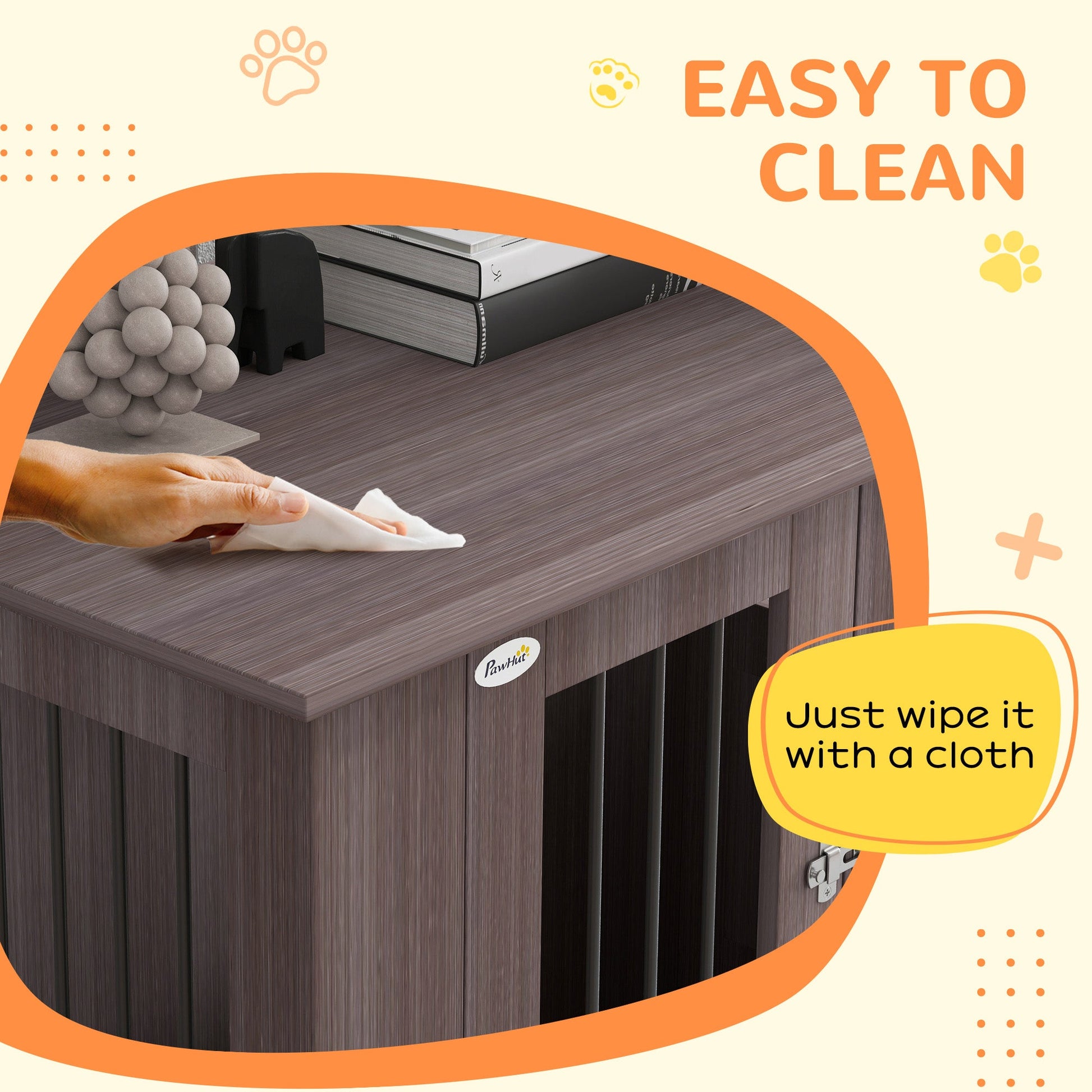 Dog Crate Furniture End Table, Pet Kennel for Medium Large Dogs with Magnetic Door Indoor Animal Cage, Purple, 95 x 55 x 75 cm