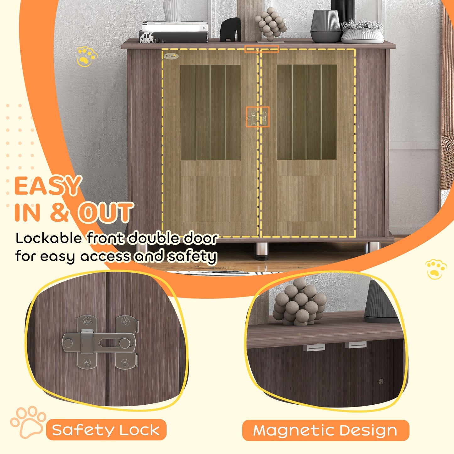 Dog Crate Furniture End Table, Pet Kennel for Medium Large Dogs with Magnetic Door Indoor Animal Cage, Purple, 95 x 55 x 75 cm