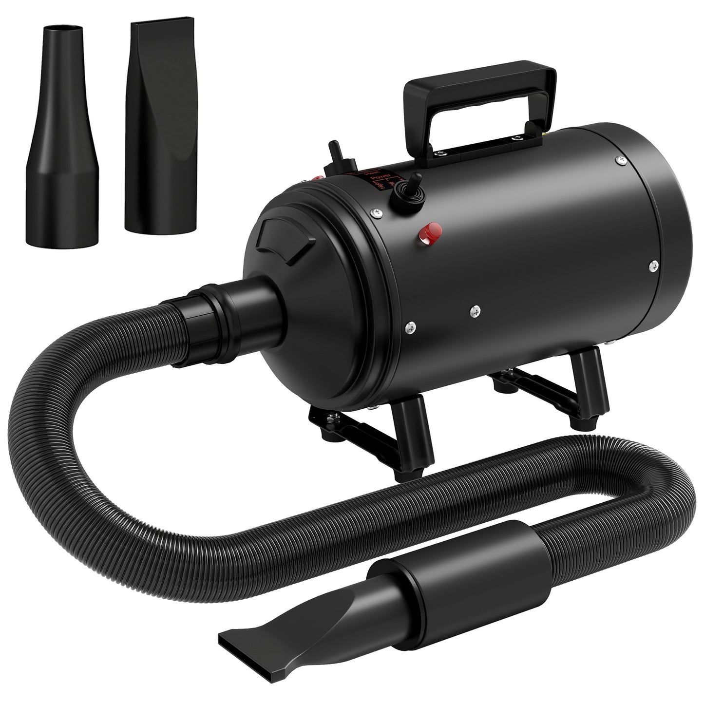 Dog Hair Dryer, 2200W Pet Grooming Hair Dryer with Adjustable Temperature & Velocity, Professional Low Noise Dog Blaster with 3 Different Nozzles, Black