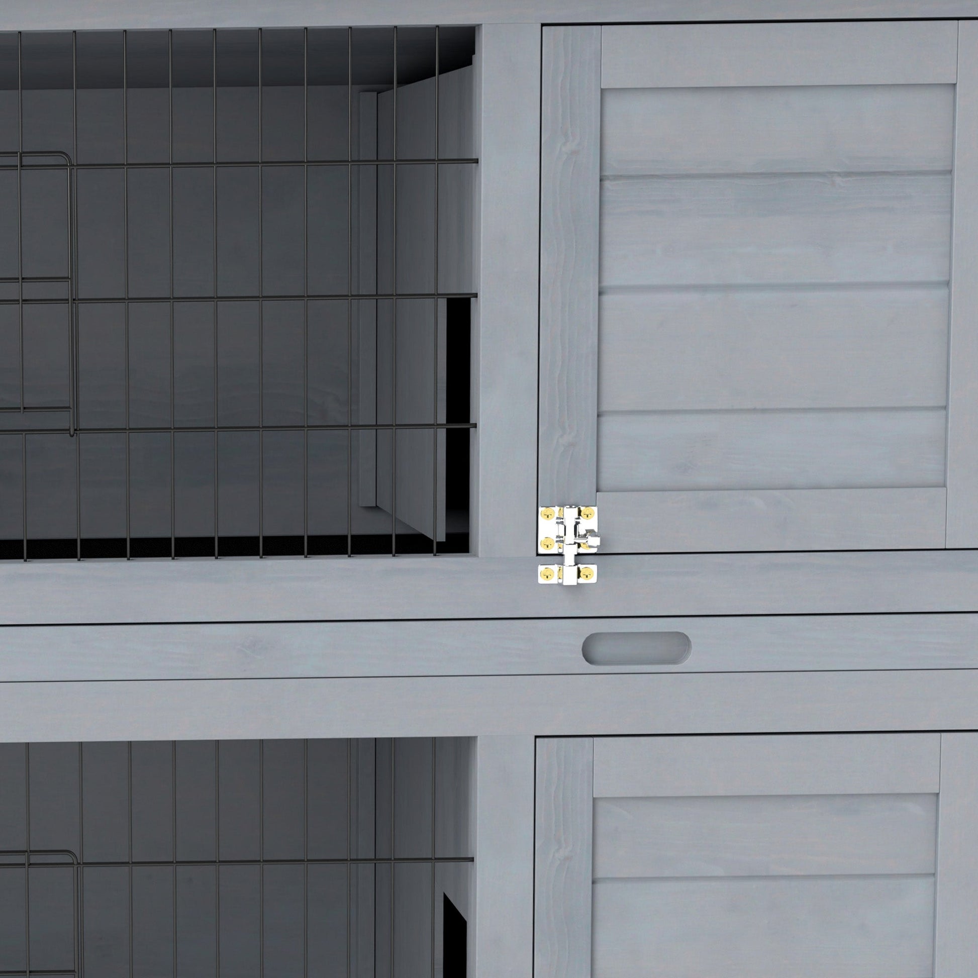 Rabbit Hutch Outdoor Guinea Pig Hutch Bunny Cage with No-Leak Trays, Divider, 136 x 50 x 93cm, Grey