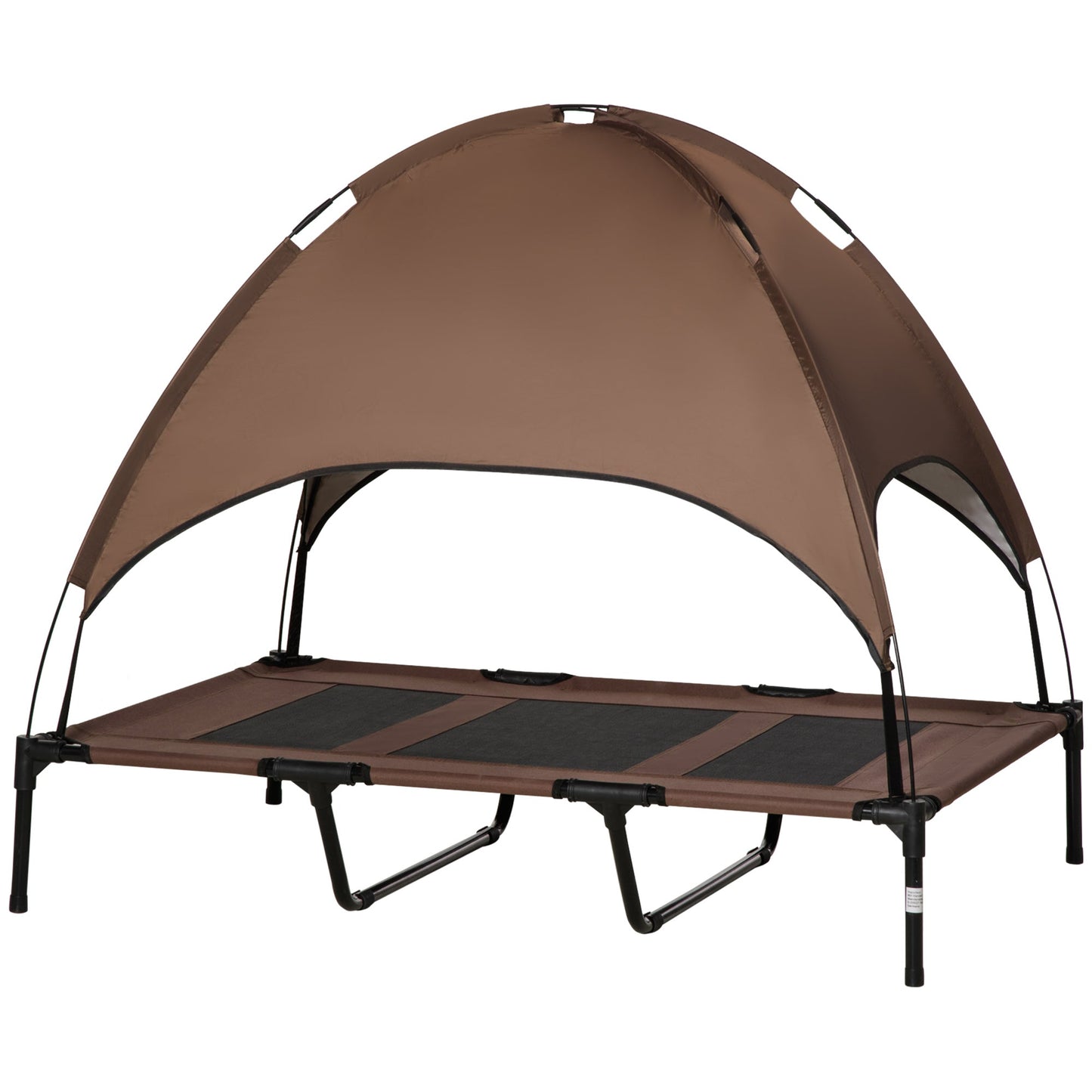 Raised Dog Bed Waterproof Elevated Pet Cot with Breathable Mesh UV Protection Canopy Brown, for XL Dogs, 122 x 92 x 108cm