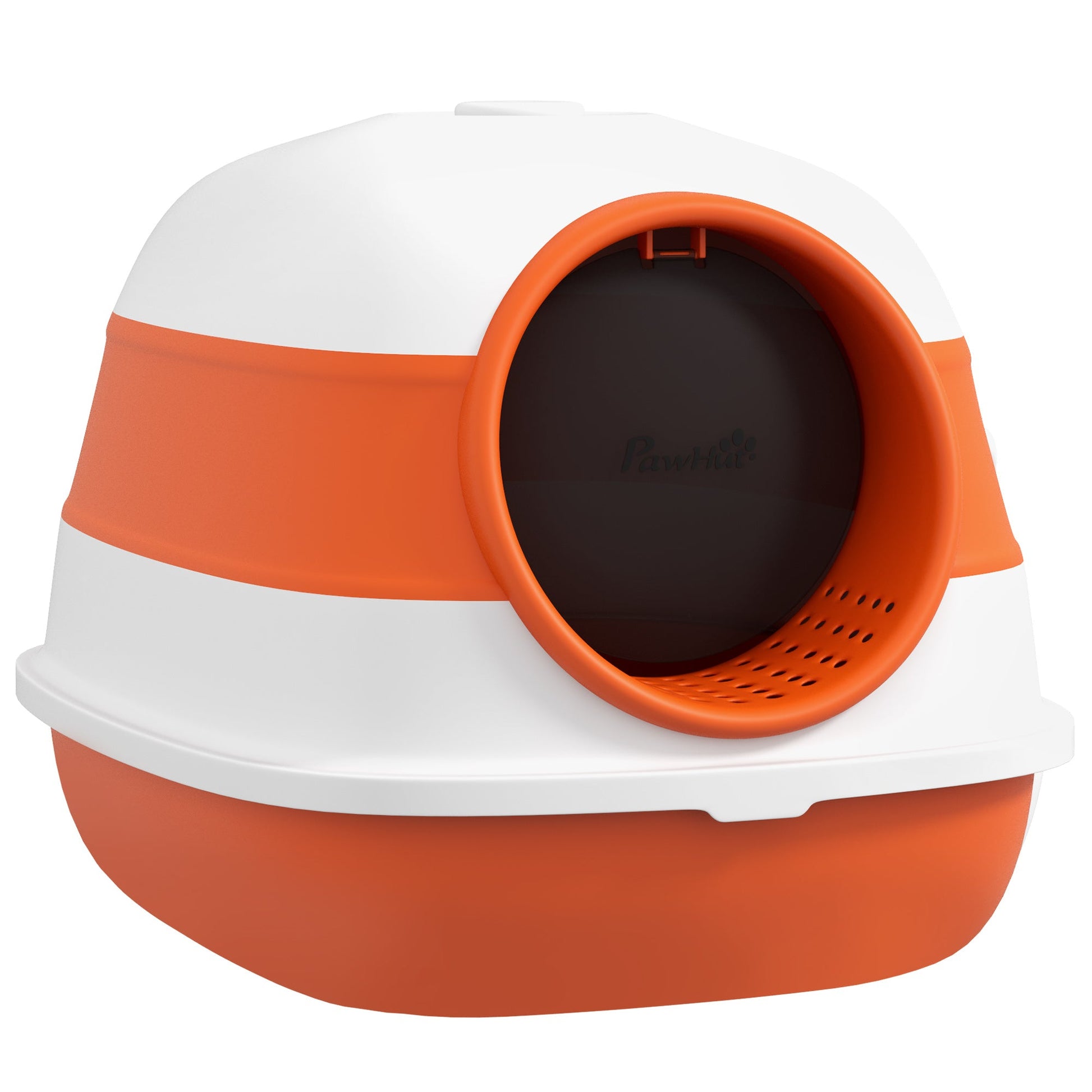 Foldable Cat Litter Box with Lid, Hooded Cat Litter Tray with High Sides, Air Freshener, Large Two-Way Entrance, Scoop, Orange