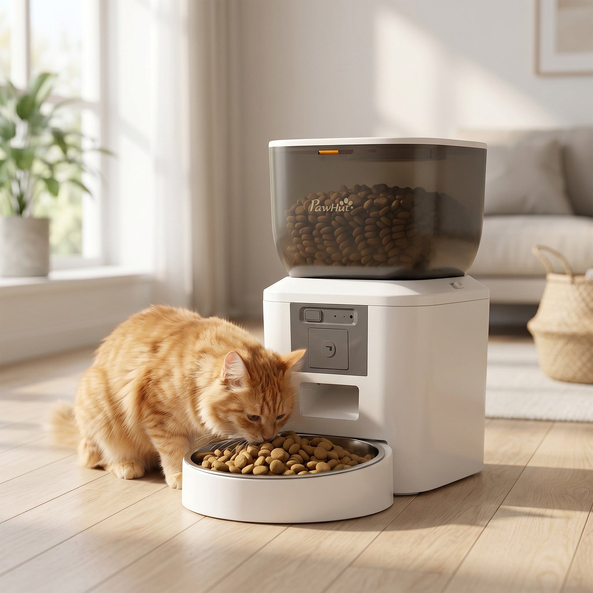 Automatic Cat Feeder with Camera, 2.4G WiFi, Smart APP Control 4L Pet Feeder 1-10 Meals with 2-Way Audio, Night Vision, Anti-Clogging, 10s Meal Call Back, Dual Power Supply, Detachable Clean