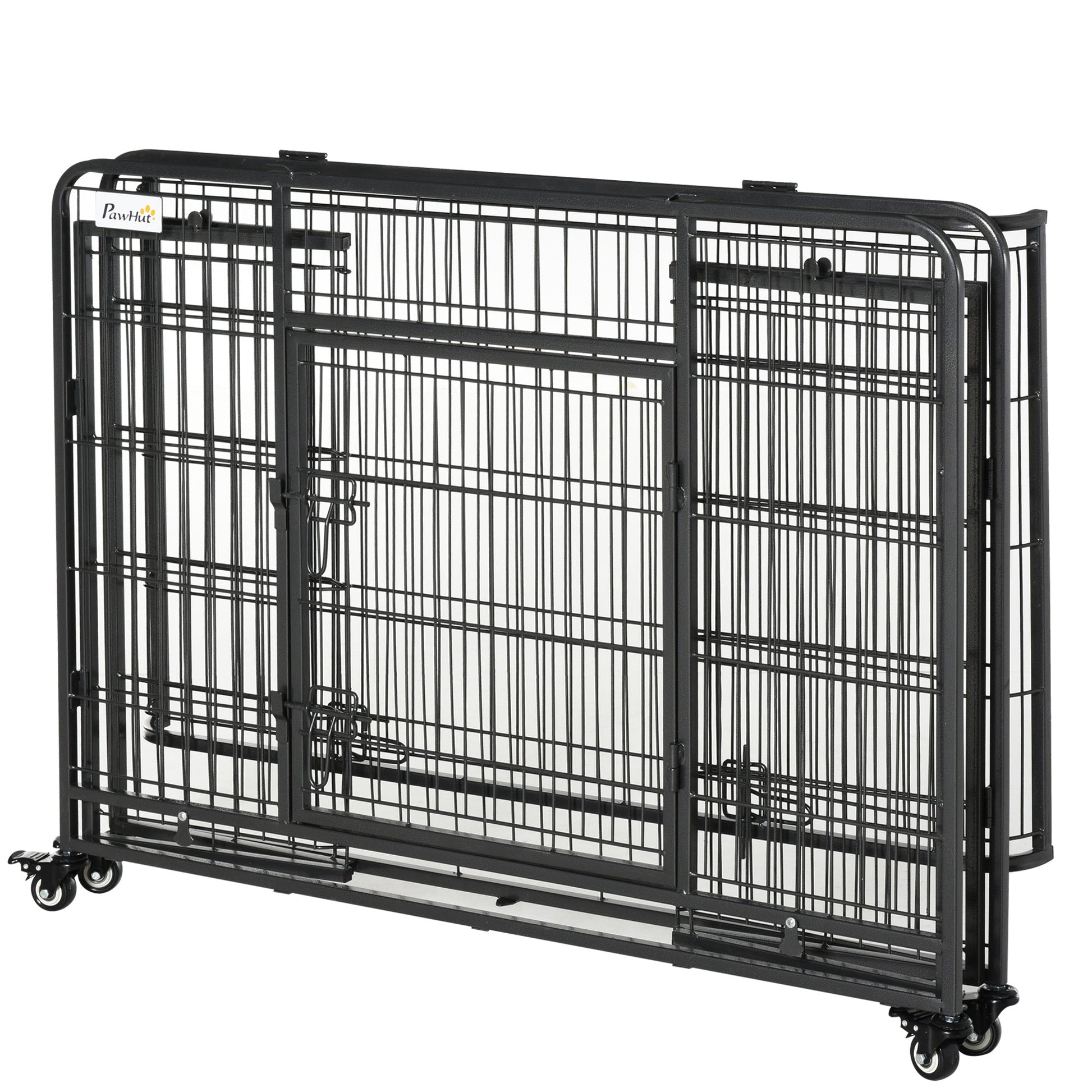 Metal Dog Cage Kennel Locking Door & Wheels Removable Tray Openable Top For Large Pets 109.5 x 71 x 78 cm