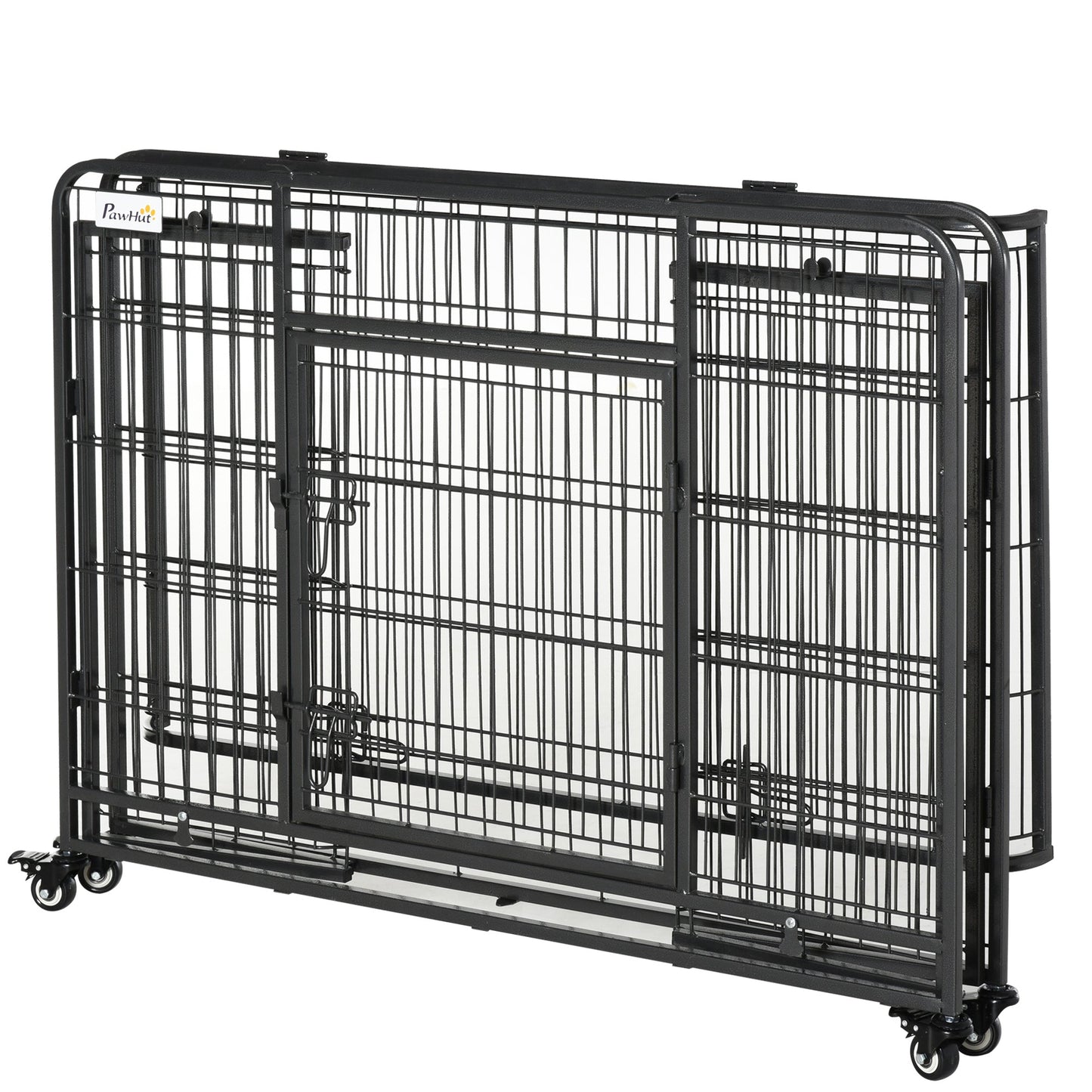 Metal Dog Cage Kennel Locking Door & Wheels Removable Tray Openable Top For Large Pets 109.5 x 71 x 78 cm