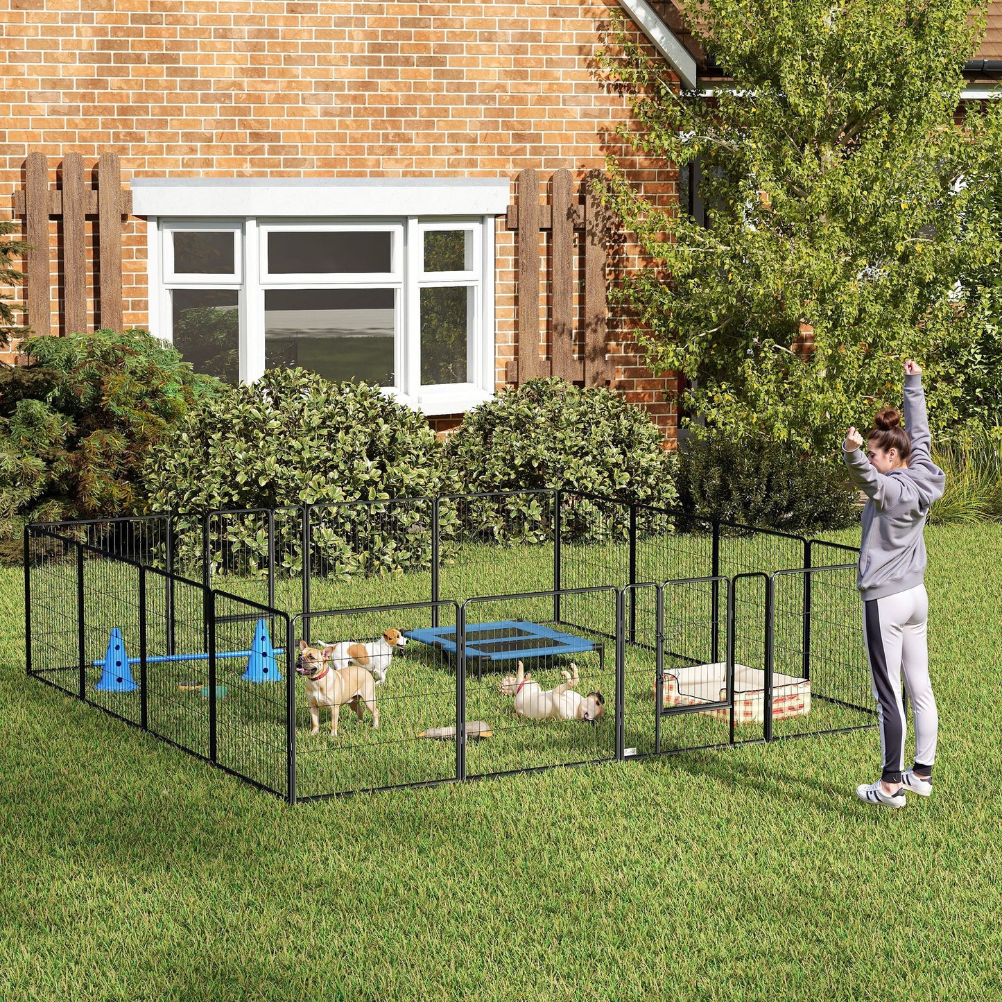 Dog Pen 16 Panels Puppy Pen Heavy Duty Pet Playpen for Indoor Outdoor for Dogs, Rabbits, Ducks 80cm High