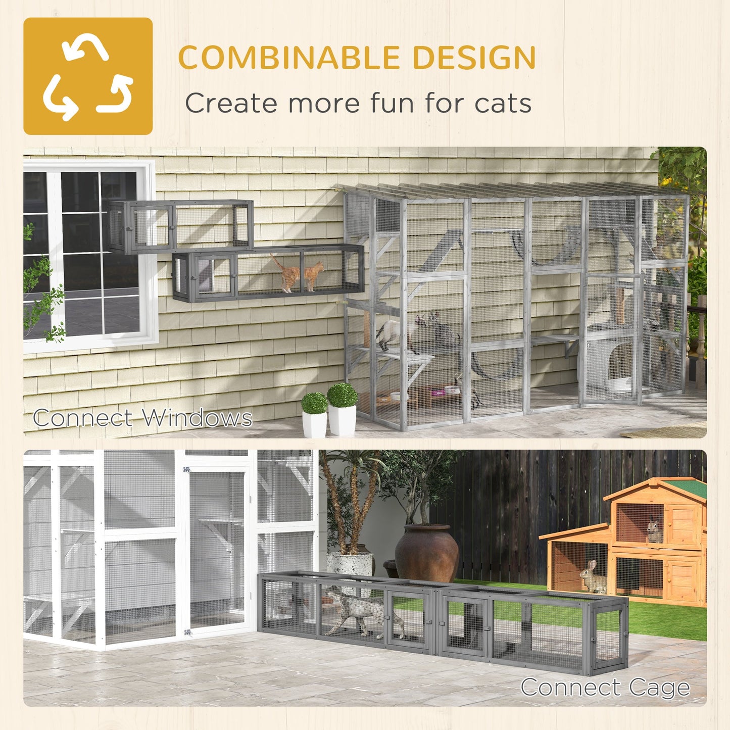 Wooden Cat Tunnel, Cat Play Tunnel 250cm Extra Long, with Eight Doors, L-Shape/Rectangle, for Cat, Rabbit, Puppy, Dark Grey