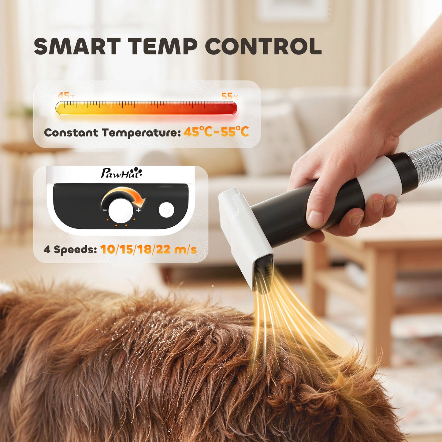 Dog Grooming Vacuum & Dryer Kit, 5 in 1 Dog Hair Dryer with Clippers for Thick Short Long Hair Shedding Brush, 12000 Pa Suction Power Vacuum, 4 Modes Blow Temperature