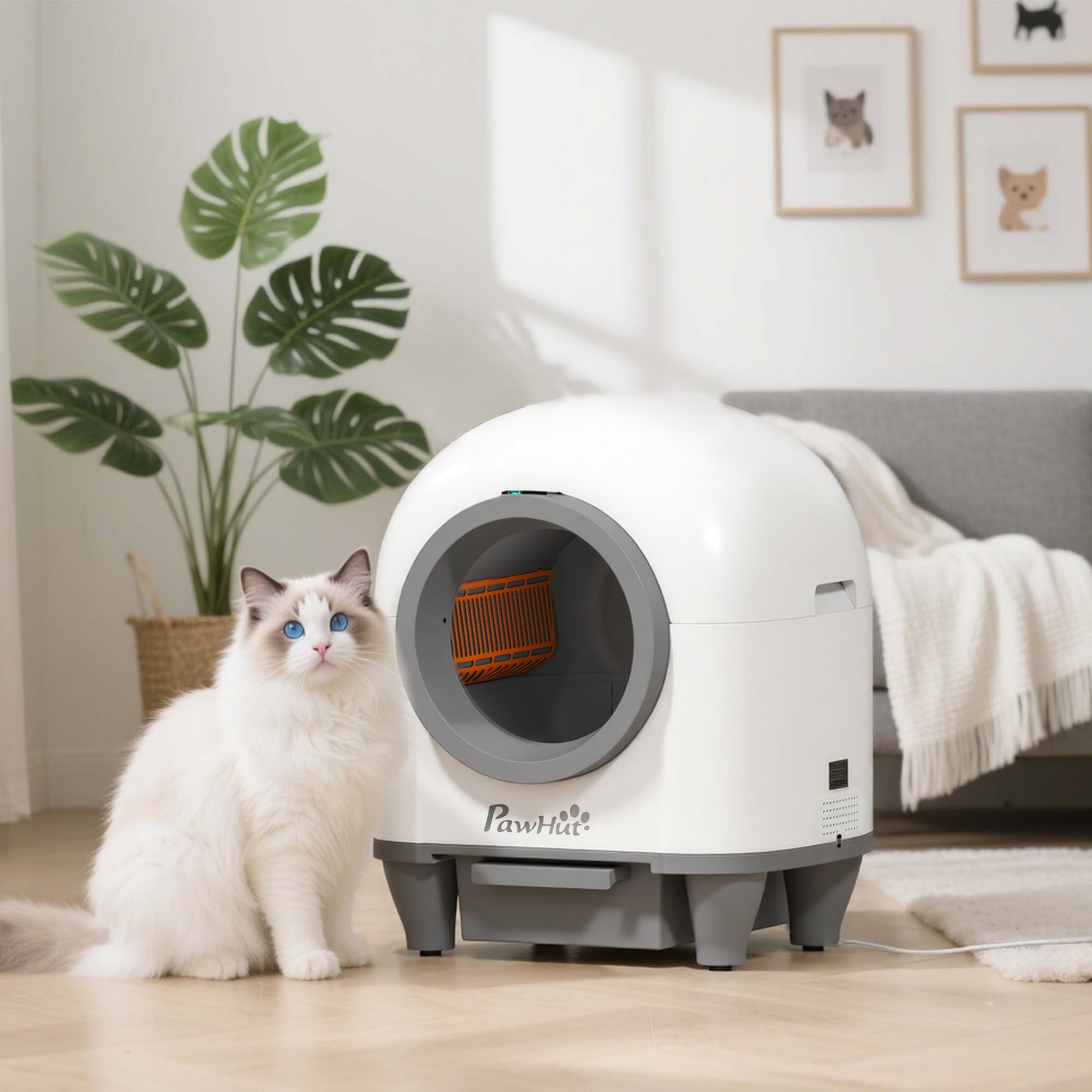 Self Cleaning Cat Litter Tray, 80L Extra Large Automatic Cat Litter Box with APP Control, Safety Protection, Odor Removal, Kitten Smart Toilet with Rubbish Bag for Multiple Kittens
