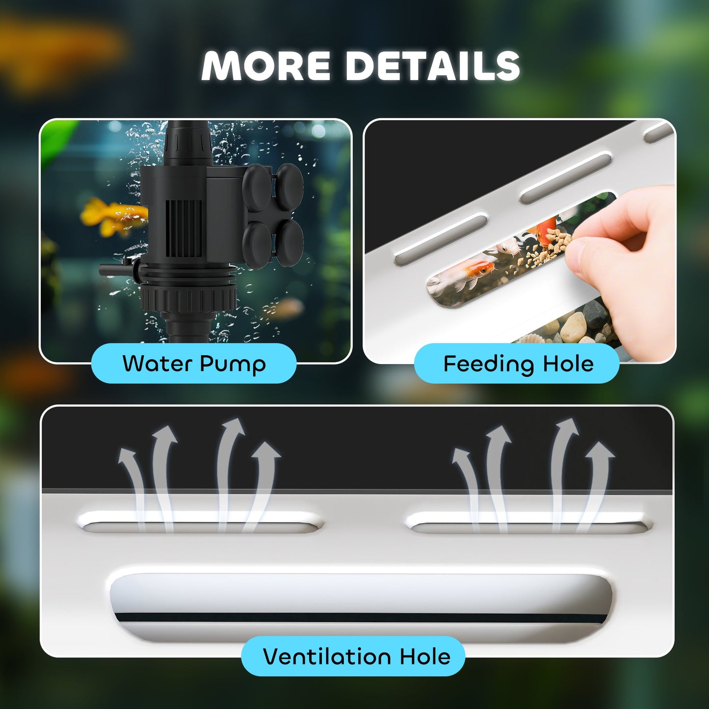17L Fish Tank, Glass Aquarium with Filter System, LED Light, Water Pump, Fish Tank Starter Kits for Betta, Goldfish, Shrimps, White