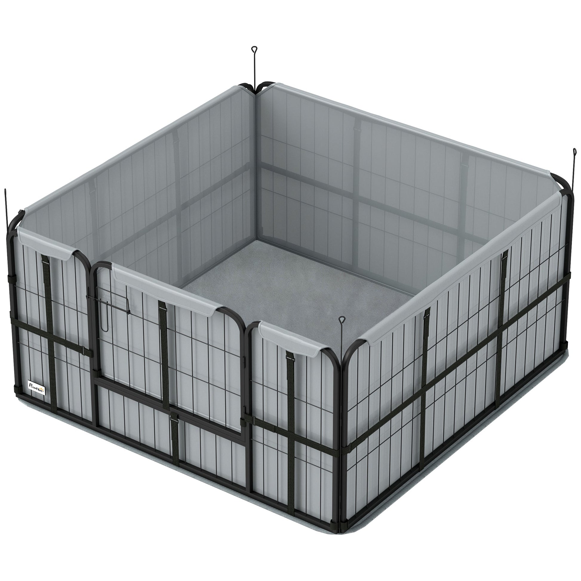 Whelping Box for Dogs and Puppies, 4 Panel Whelping Pen with Washable Whelping Pad, Wind-Resistant Cloth, Lockable Door, Dog Playpen for Small and Medium Breeds, 122 x 122 x 60cm