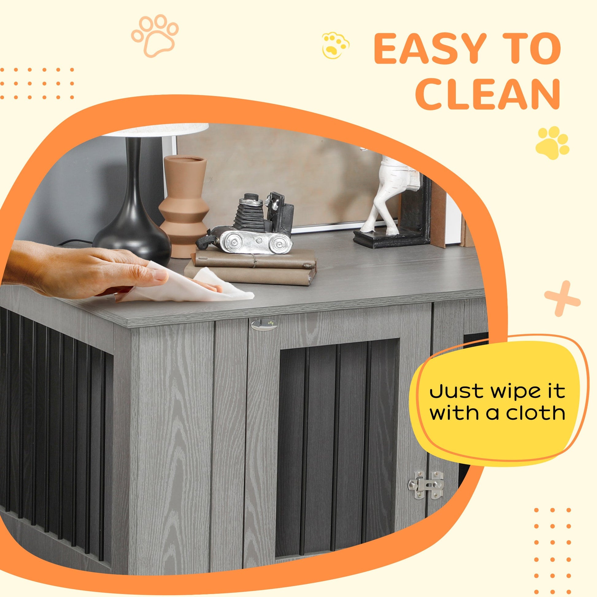 Dog Crate Furniture End Table, Pet Kennel for Extra Large Dogs with Magnetic Door Indoor Animal Cage, Grey, 114 x 60 x 82 cm