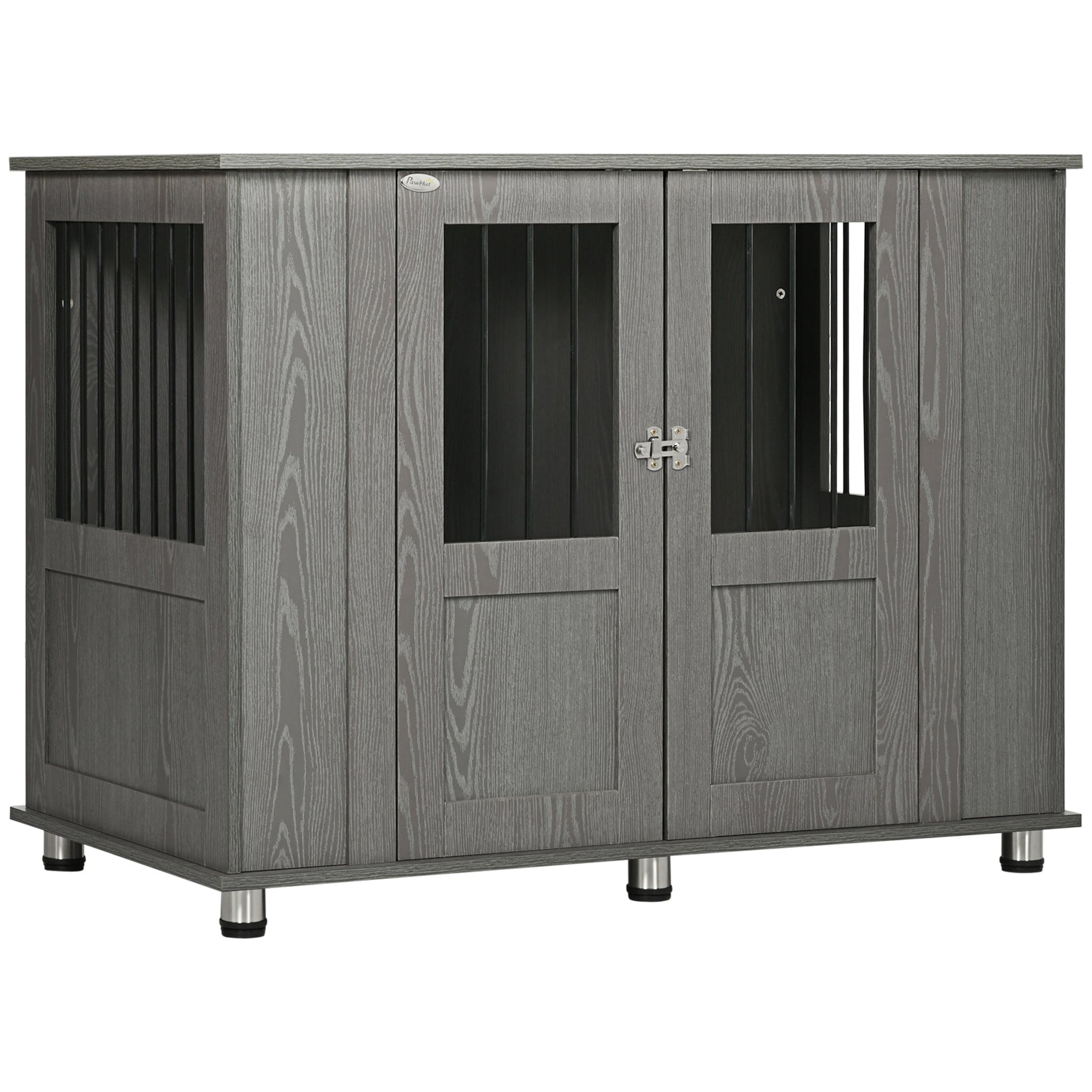 Dog Crate Furniture End Table, Pet Kennel for Extra Large Dogs with Magnetic Door Indoor Animal Cage, Grey, 114 x 60 x 82 cm