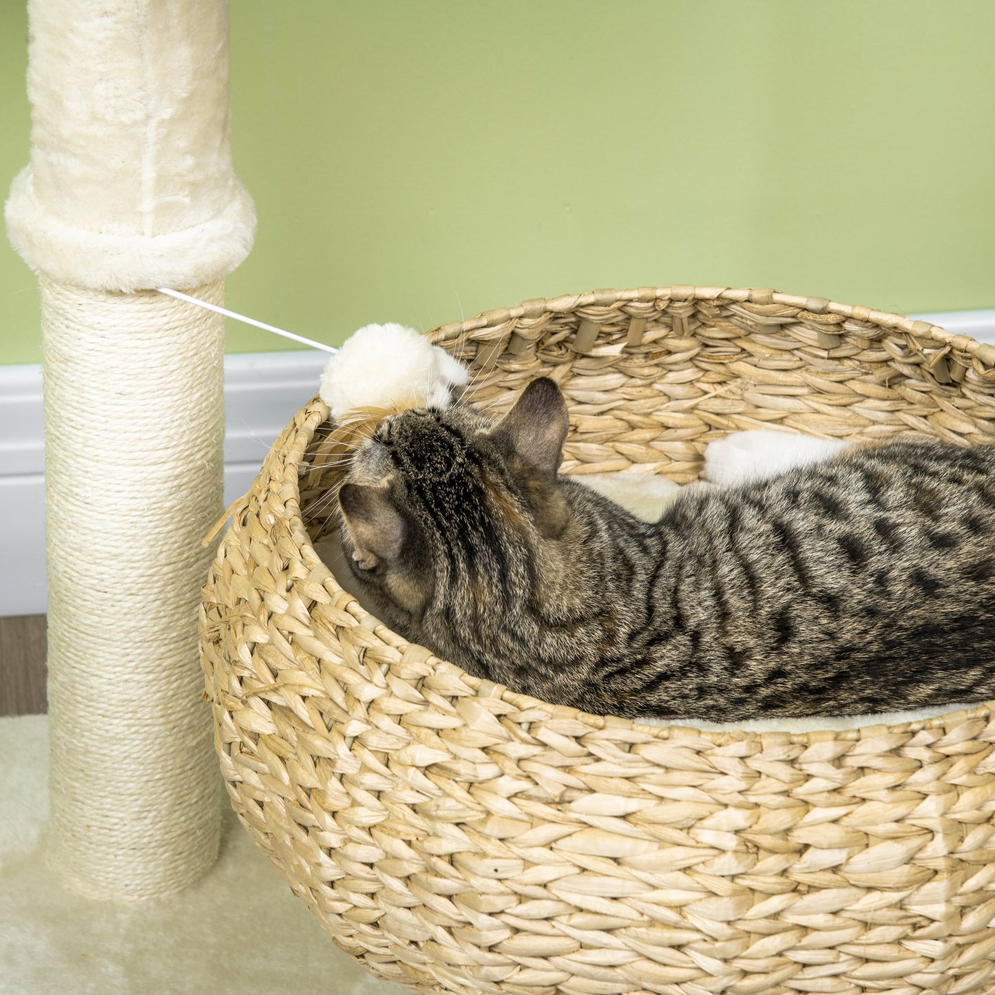 72cm Cat Tree with 2 Beds, Cat Tower with Scratching Post, Toy Ball for for Indoor Kittens - Beige