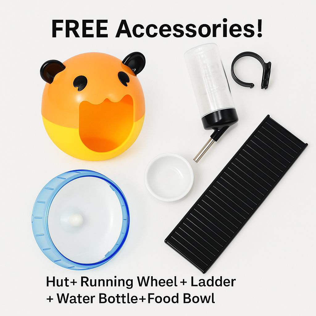 Hamster Cage with Deep Glass Bottom, Tunnels, Ramps, Exercise Wheels, 78.5 x 48.5 x 57cm