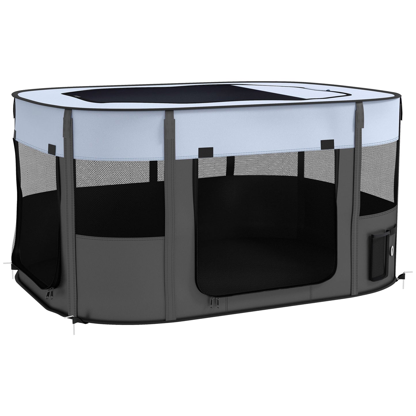 Dog Pen, Pet Playpen, Portable Foldable Dog Cat Playpen Soft Pet Cage with Storage Bag for Puppies, Rabbits, Kittens, Guinea Pigs, 114 x 89 x 59cm - Grey