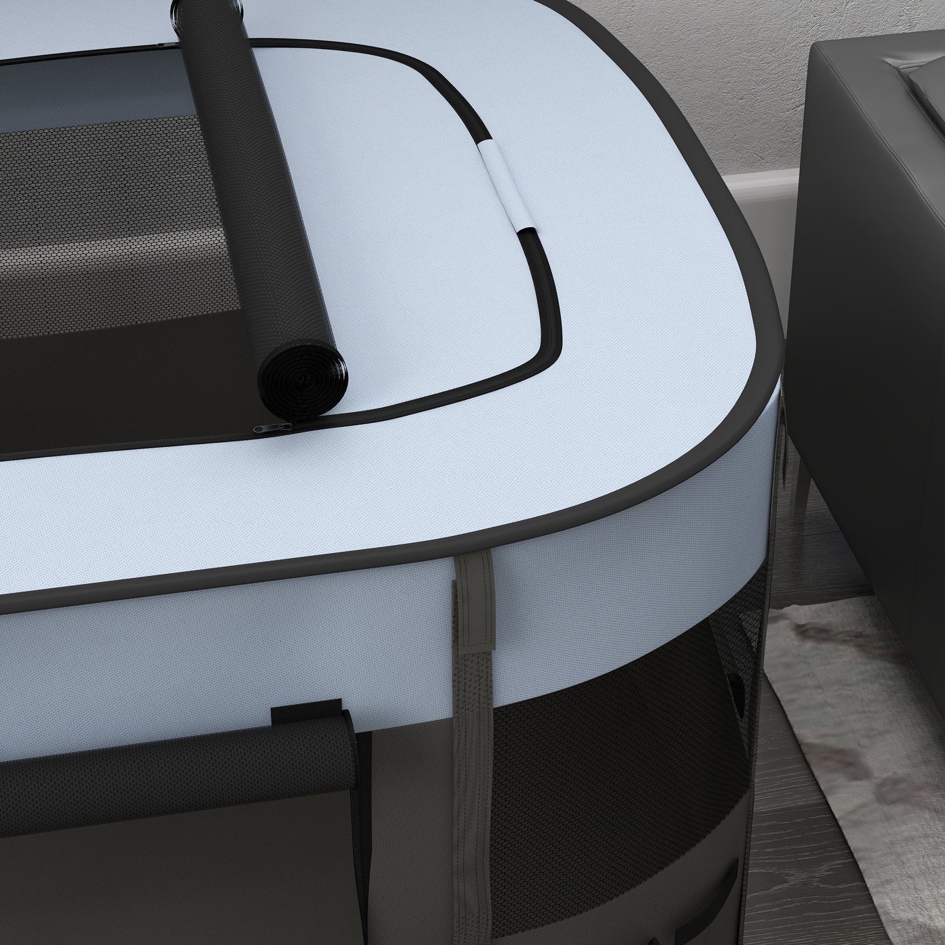 Dog Pen, Pet Playpen, Portable Foldable Dog Cat Playpen Soft Pet Cage with Storage Bag for Puppies, Rabbits, Kittens, Guinea Pigs, 114 x 89 x 59cm - Grey