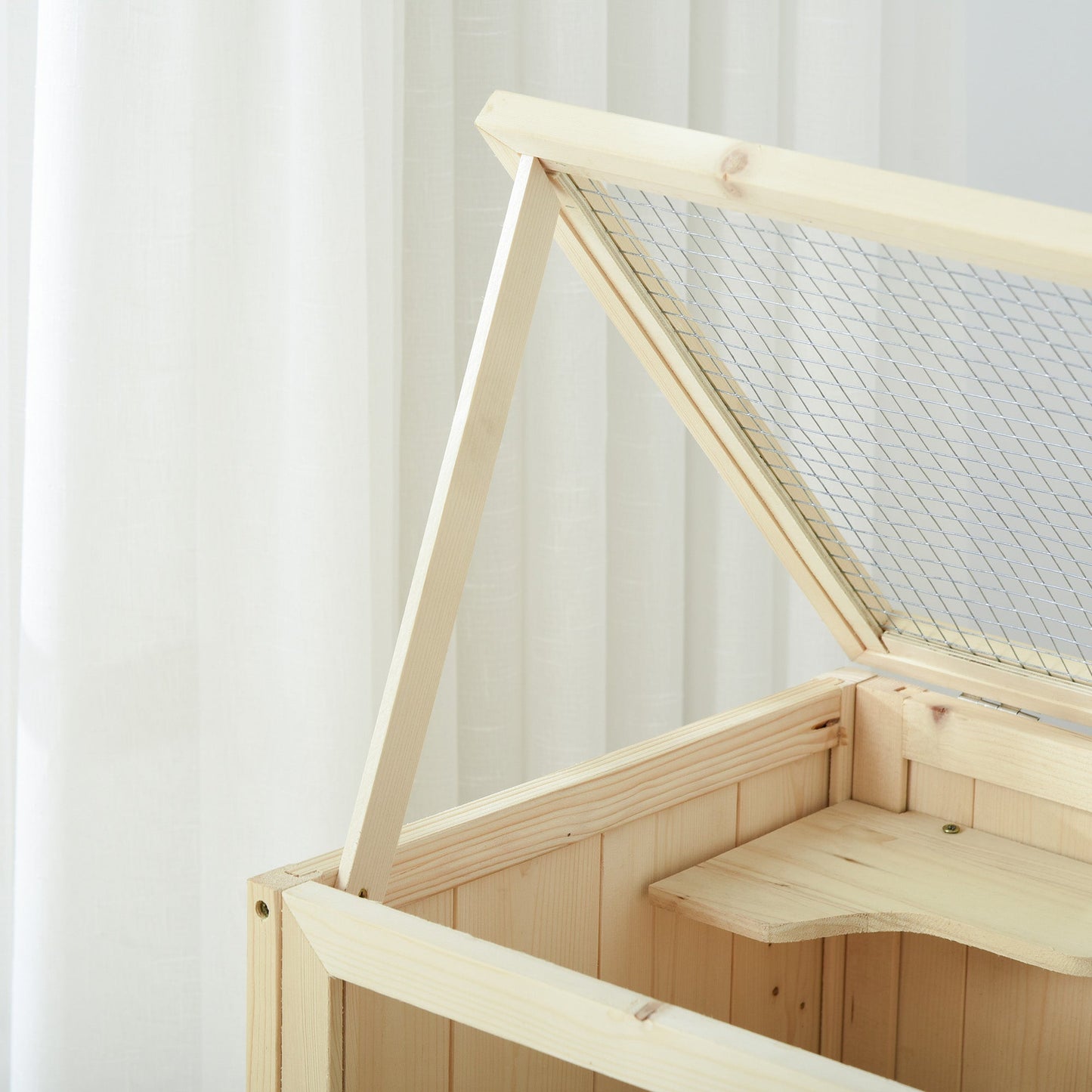 Wooden Hamster Cage with Storage Shelf, Small Animal Exercise Play House with Openable Top, for Hamsters, Gerbils, 60 x 40 x 80 cm - Natural