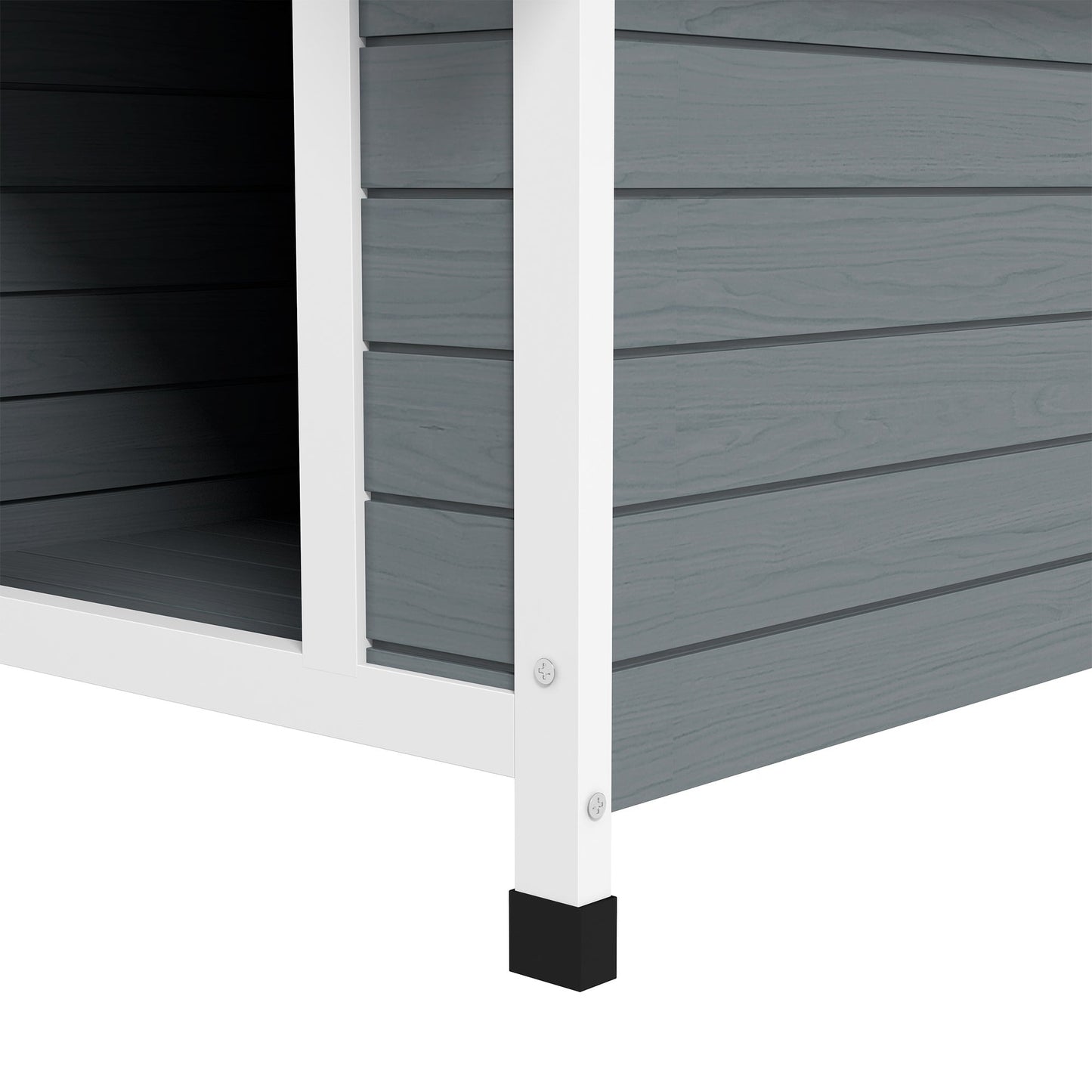 Dog Kennel Outdoor Wooden Dog House with Removable Floor, Elevated Pet Shelter, Anti-Corrosion Wood, for Medium Dogs, 82H x 75W x 88Dcm - Grey