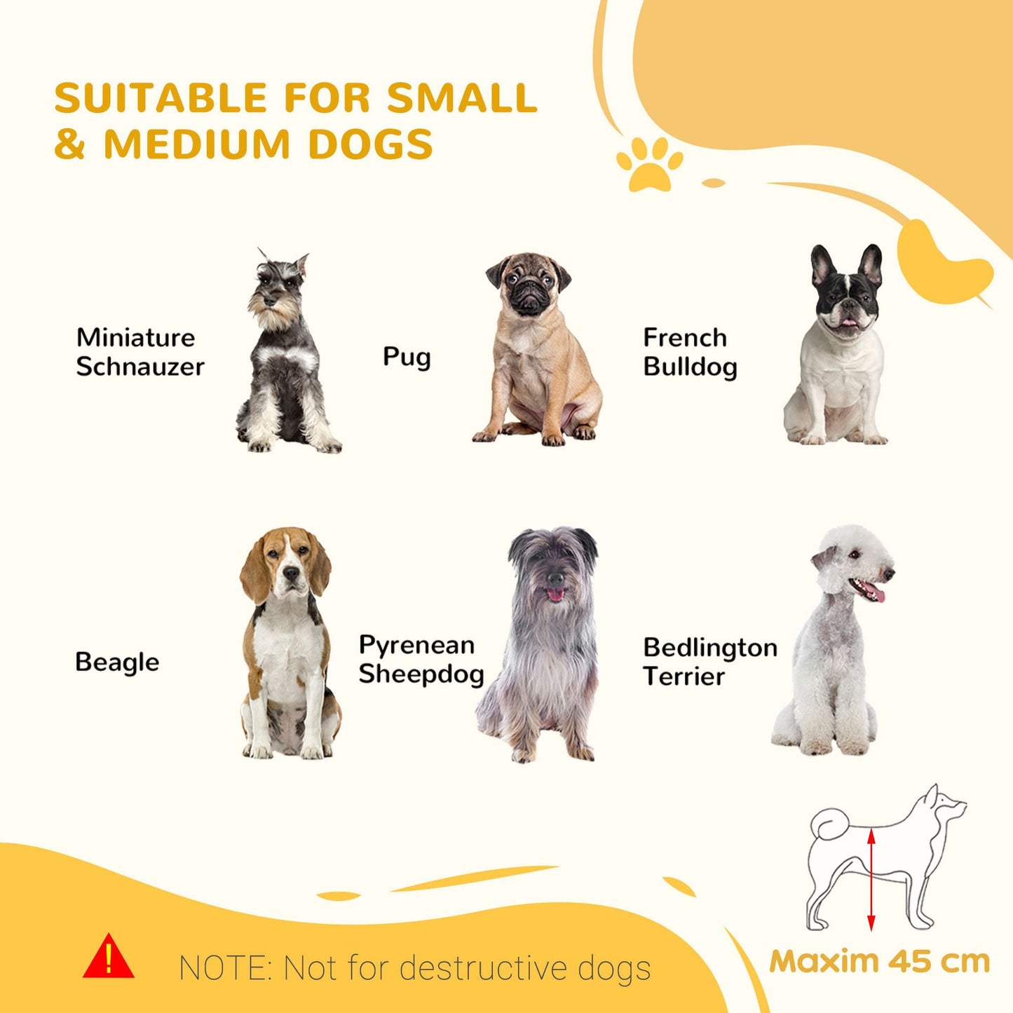 Freestanding Dog Gate, Foldable Pet Fence, Indoor Wood Barrier, Stair Gate with Support Feet, for Doorway, Hallway, Small and Medium Dogs, 69H x 104-183 cm, Natural Wood Finish