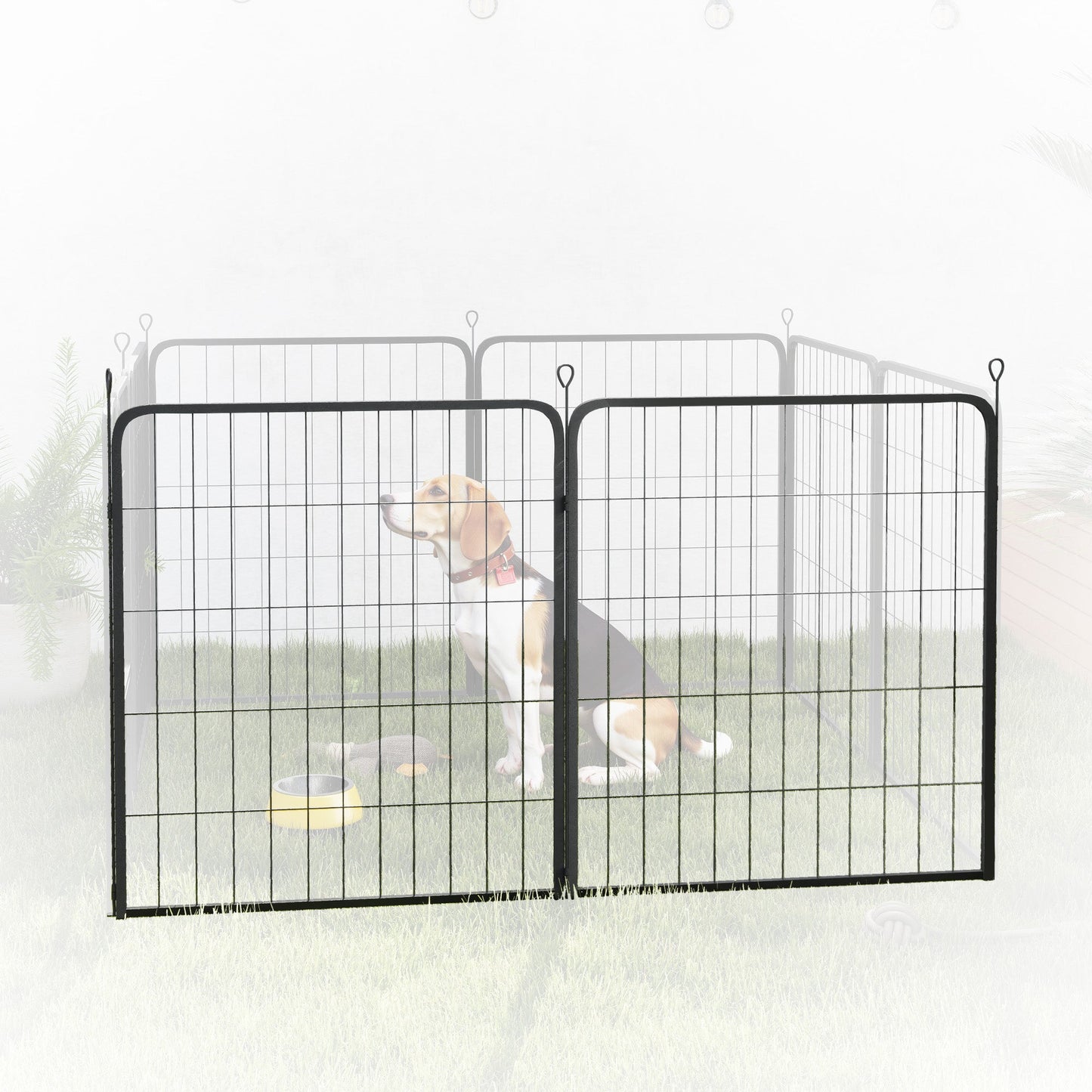 Dog Pen, 2 Panel Puppy Pen, Portable, Detachable, For Medium Dogs, 60cm Tall, Black