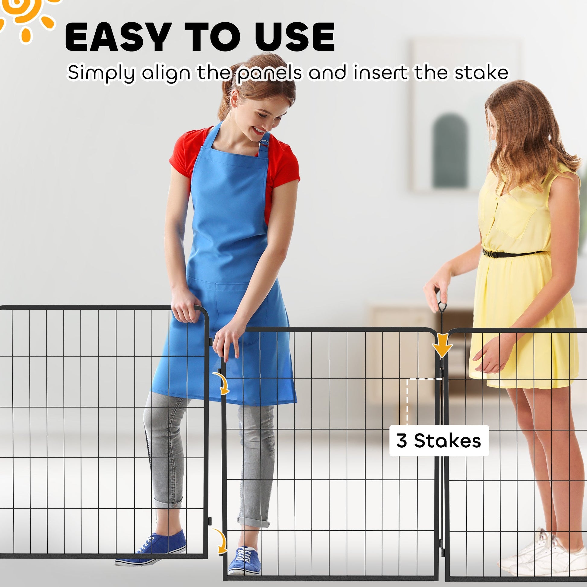 Dog Pen, 2 Panel Puppy Pen, Portable, Detachable, For Medium Dogs, 60cm Tall, Black