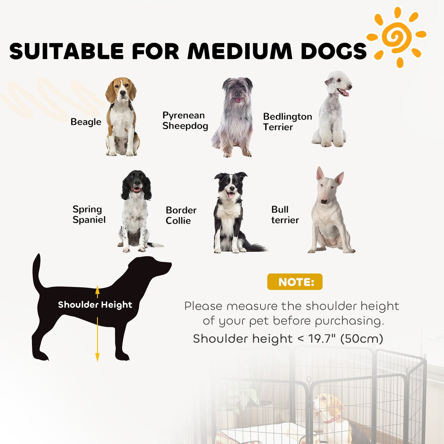 Dog Pen, 2 Panel Puppy Pen, Portable, Detachable, For Medium Dogs, 60cm Tall, Black