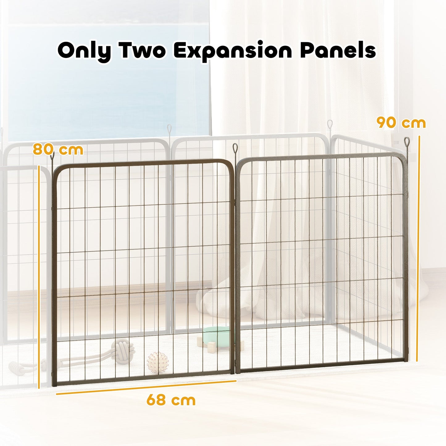 Dog Pen, 2 Panel Puppy Pen, Portable, Detachable, For Medium Dogs, 60cm Tall, Black