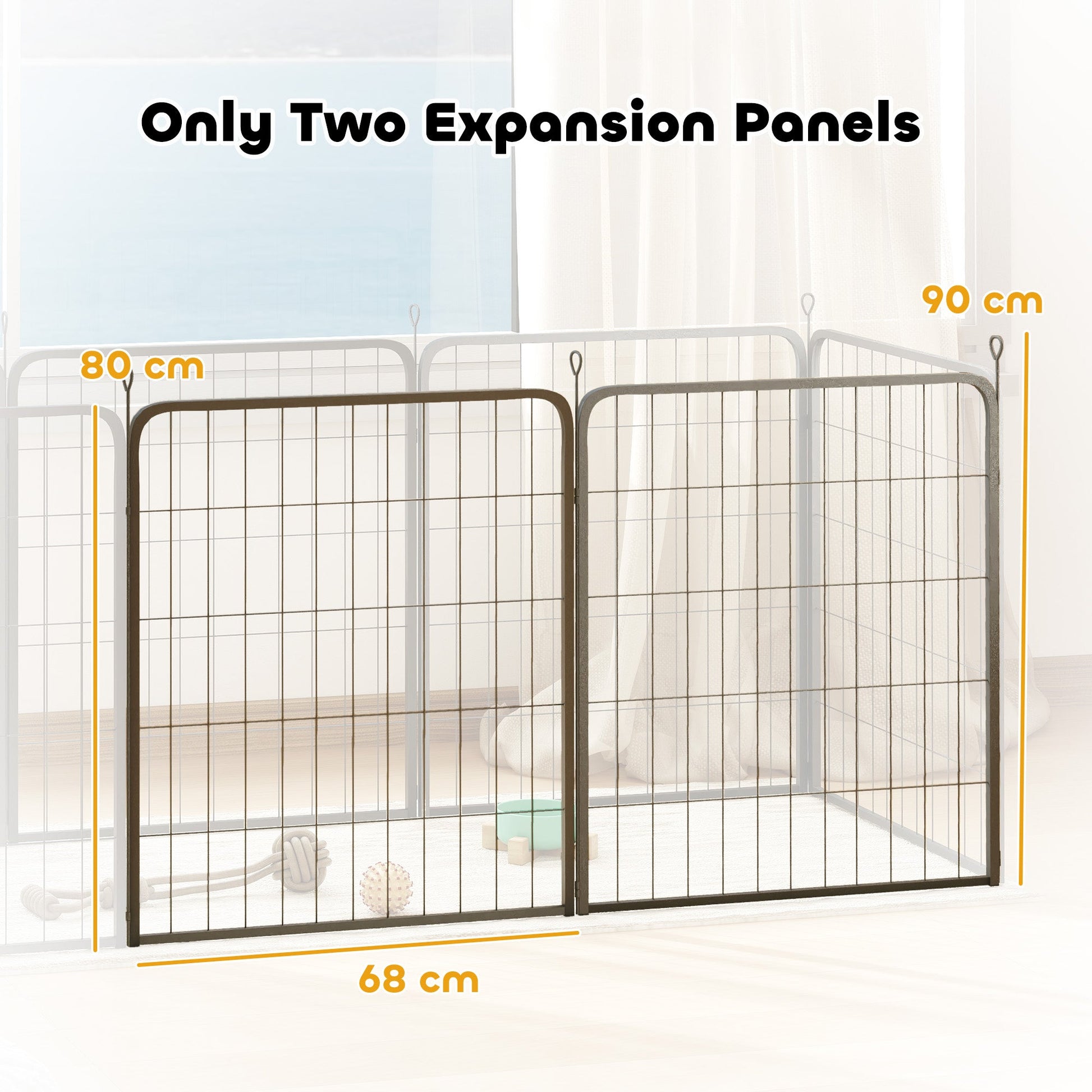 Dog Pen, 2 Panel Puppy Pen, Portable, Detachable, For Medium Dogs, 60cm Tall, Black