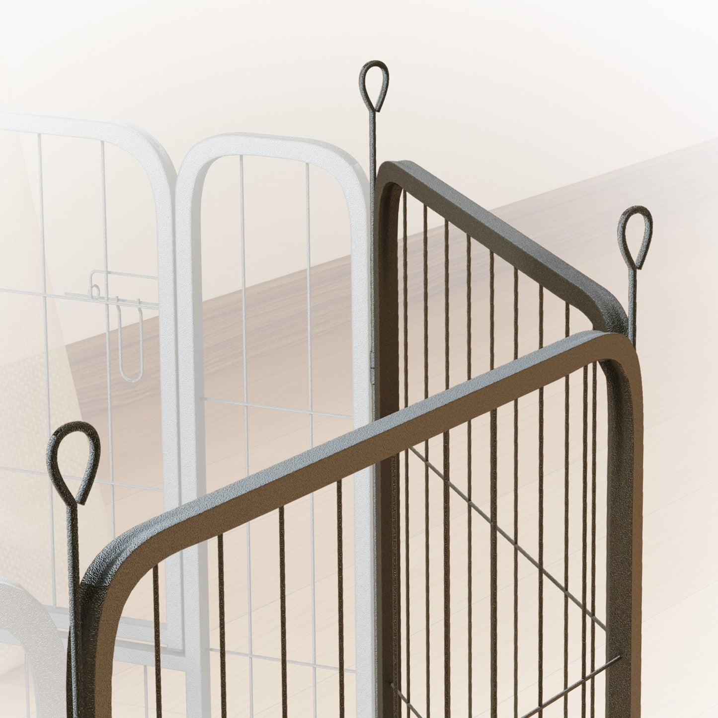 Dog Pen, 2 Panel Puppy Pen, Portable, Detachable, For Medium Dogs, 60cm Tall, Black