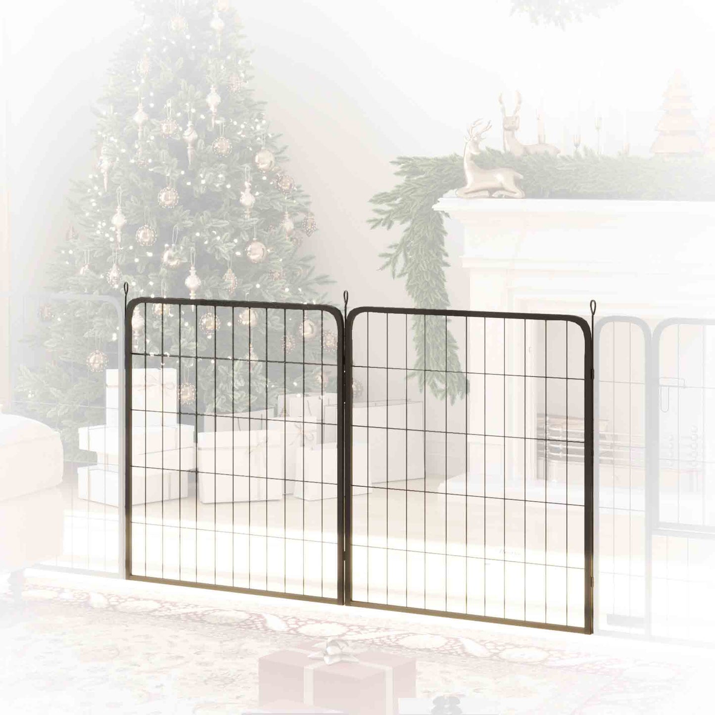 Dog Pen, 2 Panel Puppy Pen, Portable, Detachable, For Medium Dogs, 60cm Tall, Black
