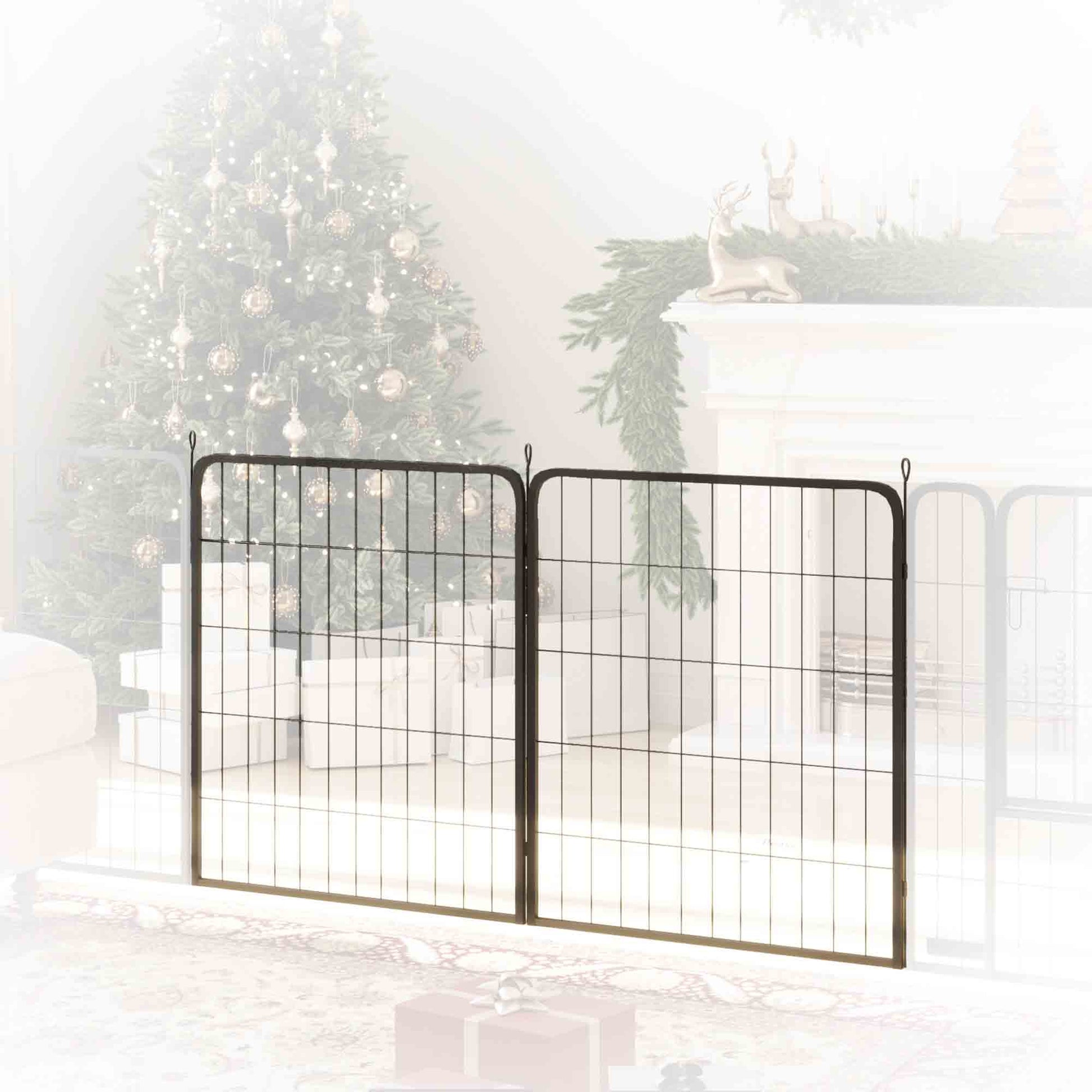 Dog Pen, 2 Panel Puppy Pen, Portable, Detachable, For Medium Dogs, 60cm Tall, Black